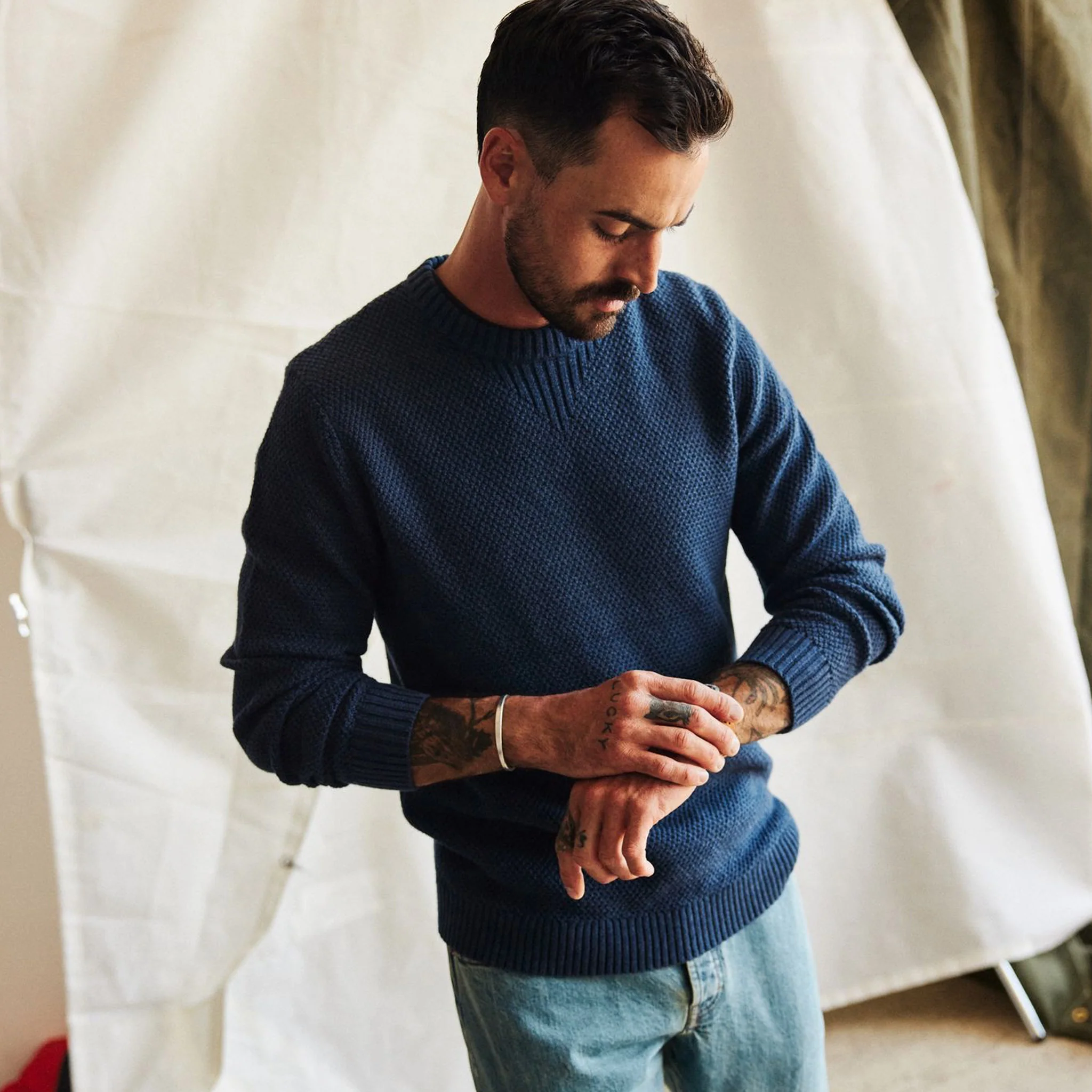 The Russell Sweater in Heather Blue - Image 4