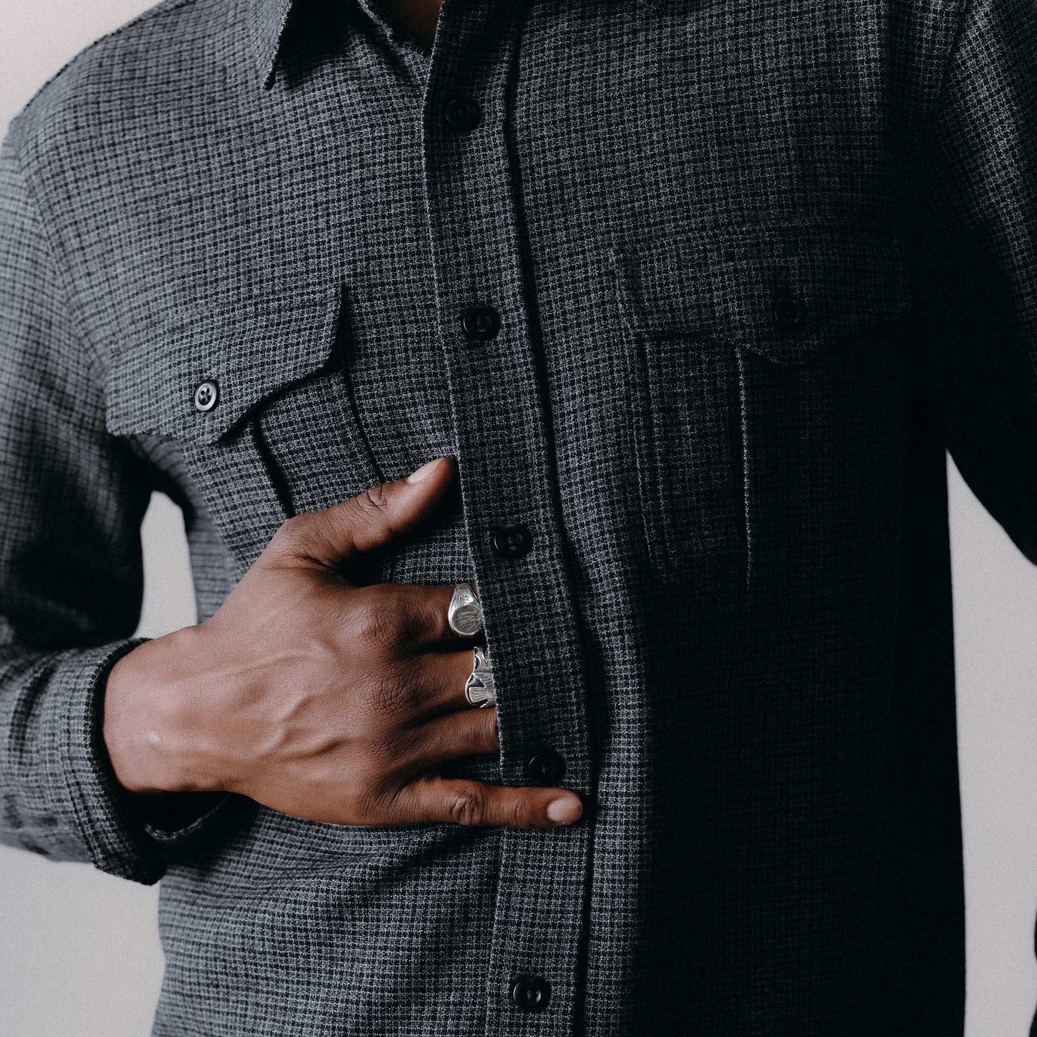 The Saddler Shirt in Ash Check Wool - Image 5