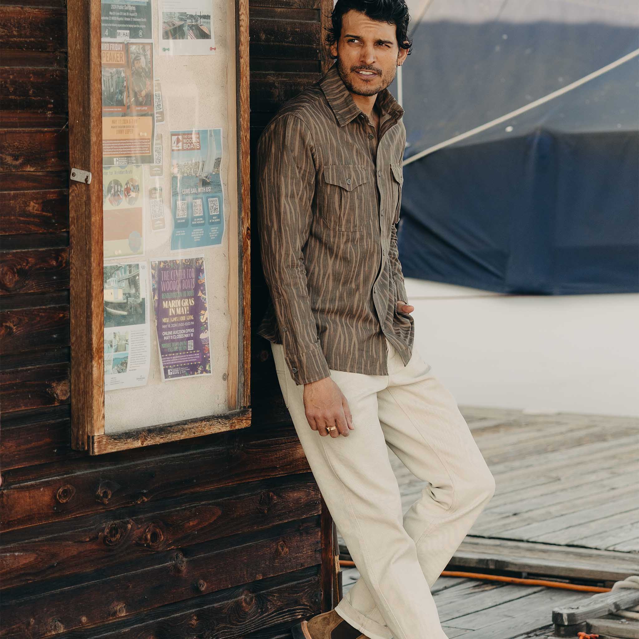 The Saddler Shirt in Bark Print Broken Twill - Image 2