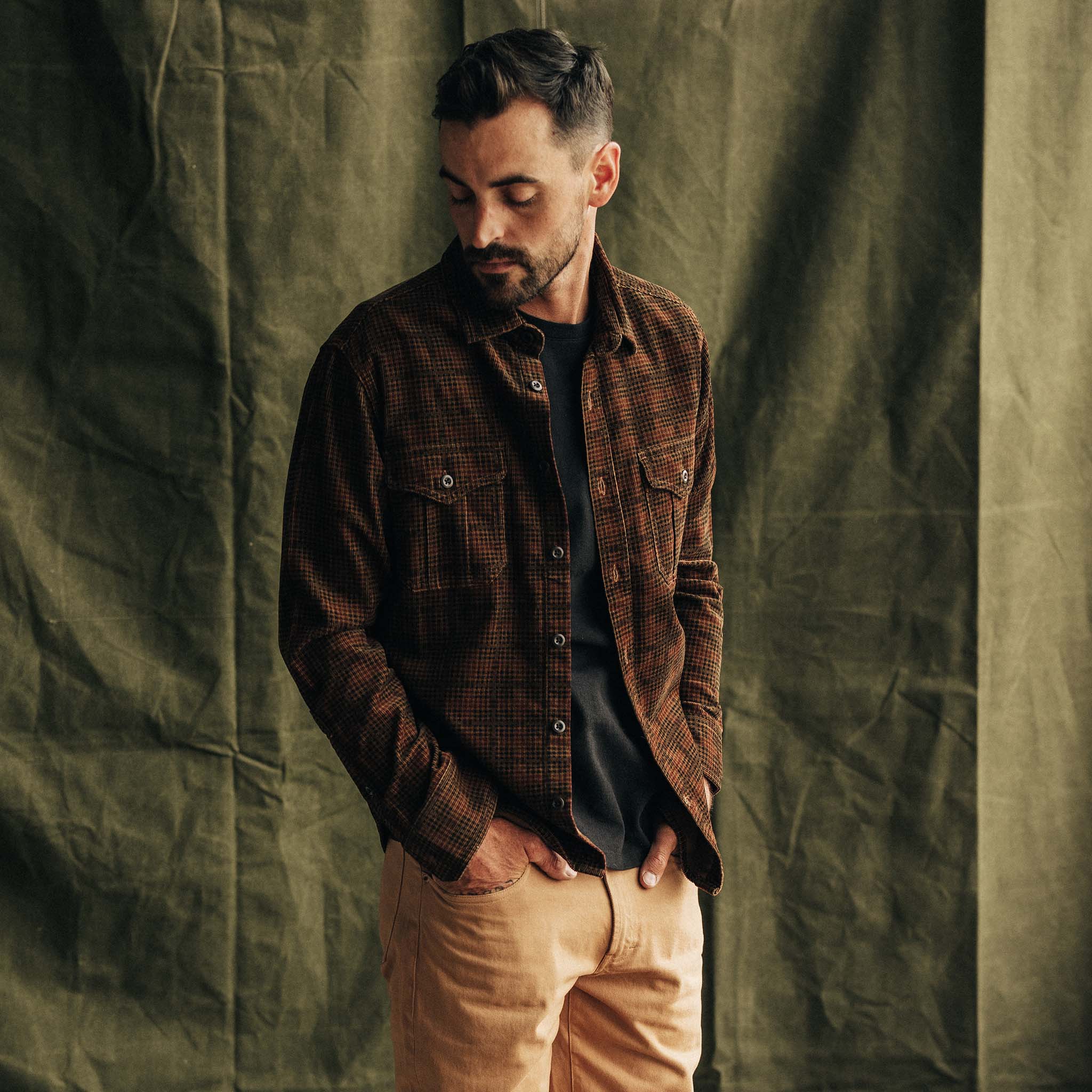 The Saddler Shirt in Dark Roast Plaid Cord - Image 2