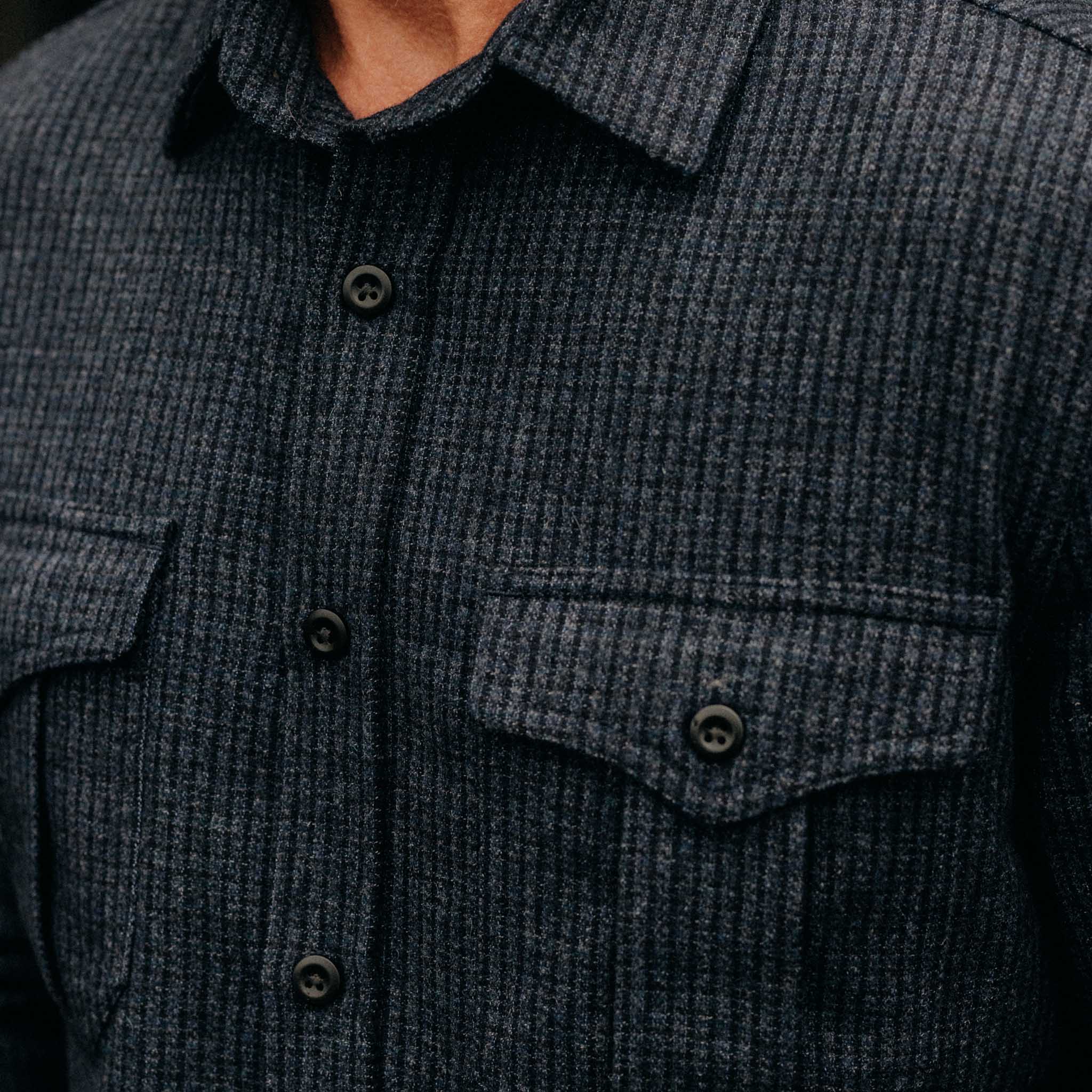 The Saddler Shirt in Midnight Check Wool - Image 3