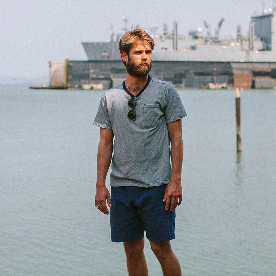 The Crewneck Pocket Tee in Sausalito Stripe - Image 4