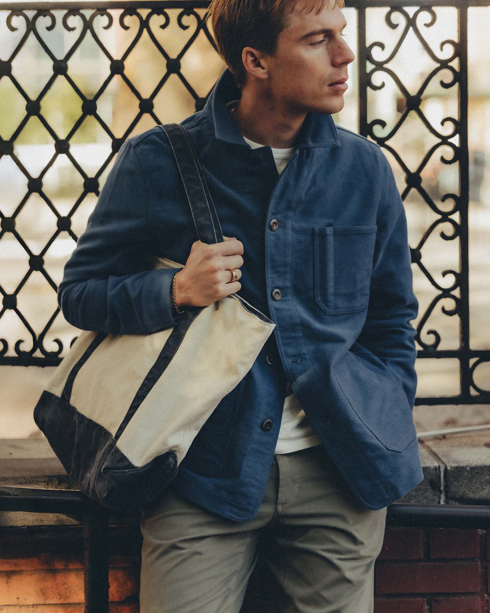 The Schooner Tote in Seeded Natural Chipped Canvas - Image 3