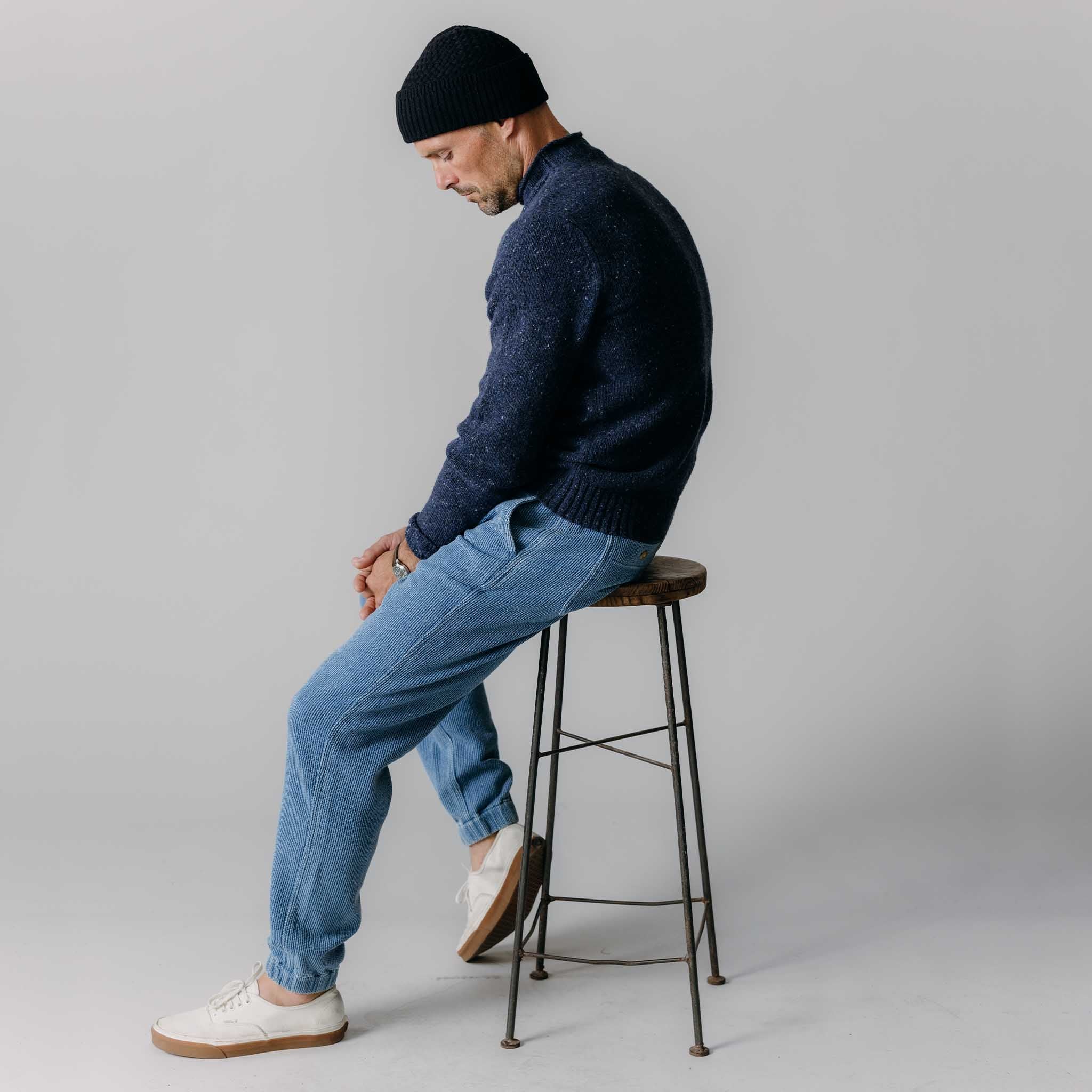 The Seafarer Sweater in Atlantic Blue Donegal - Image 4