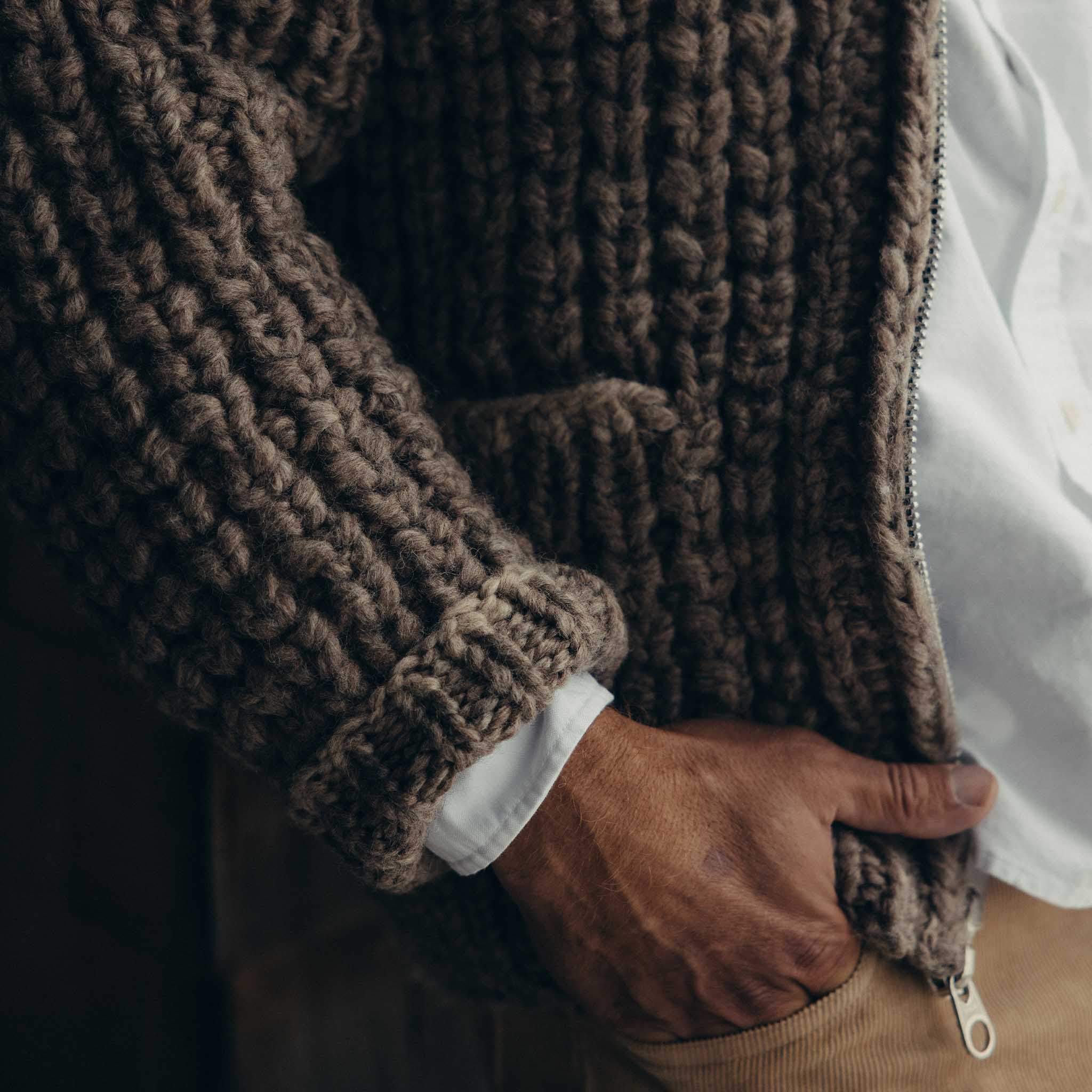 The Seawall Hand-Knit Sweater in Heather Sable - Image 3