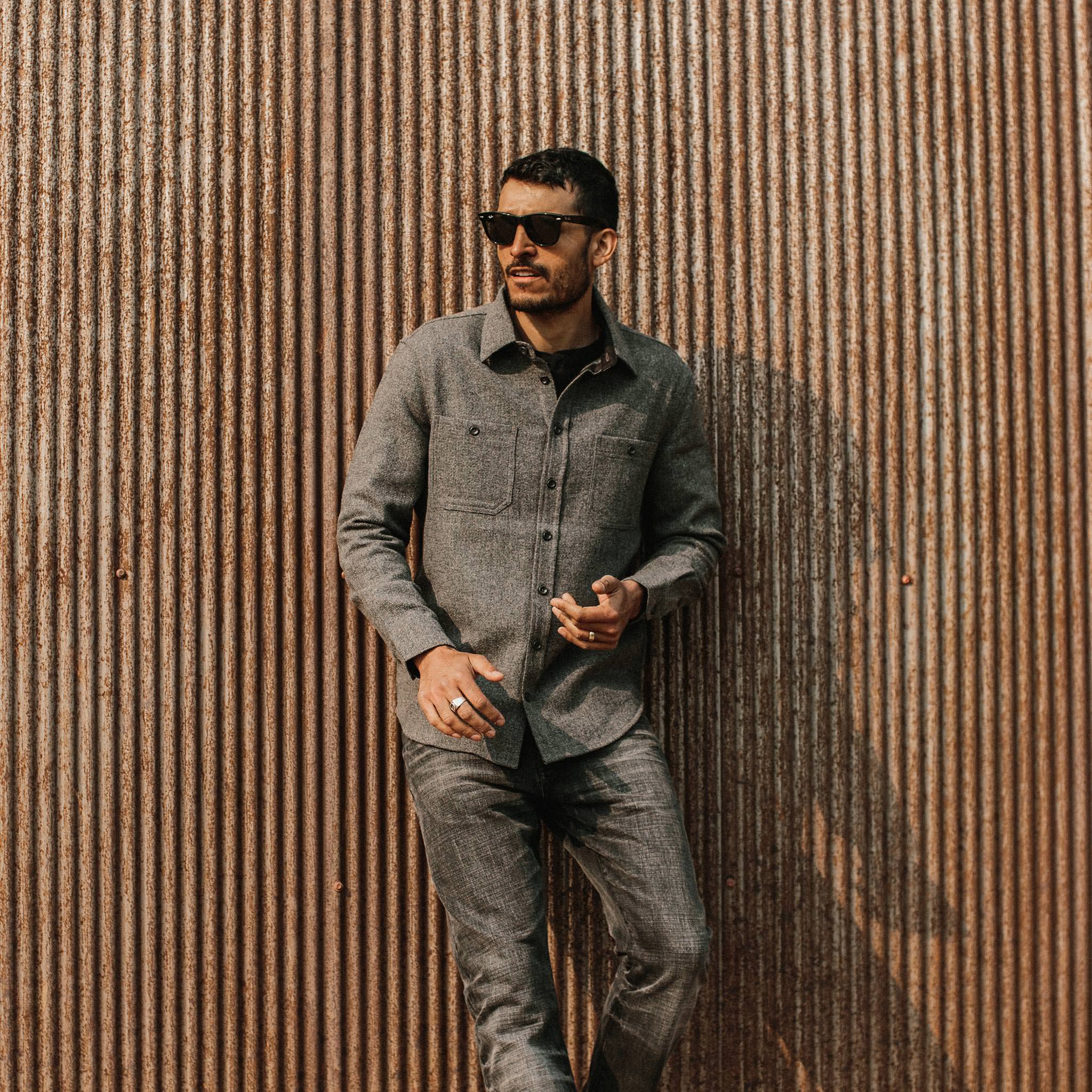 The Service Shirt in Ash Melange Wool - Image 2