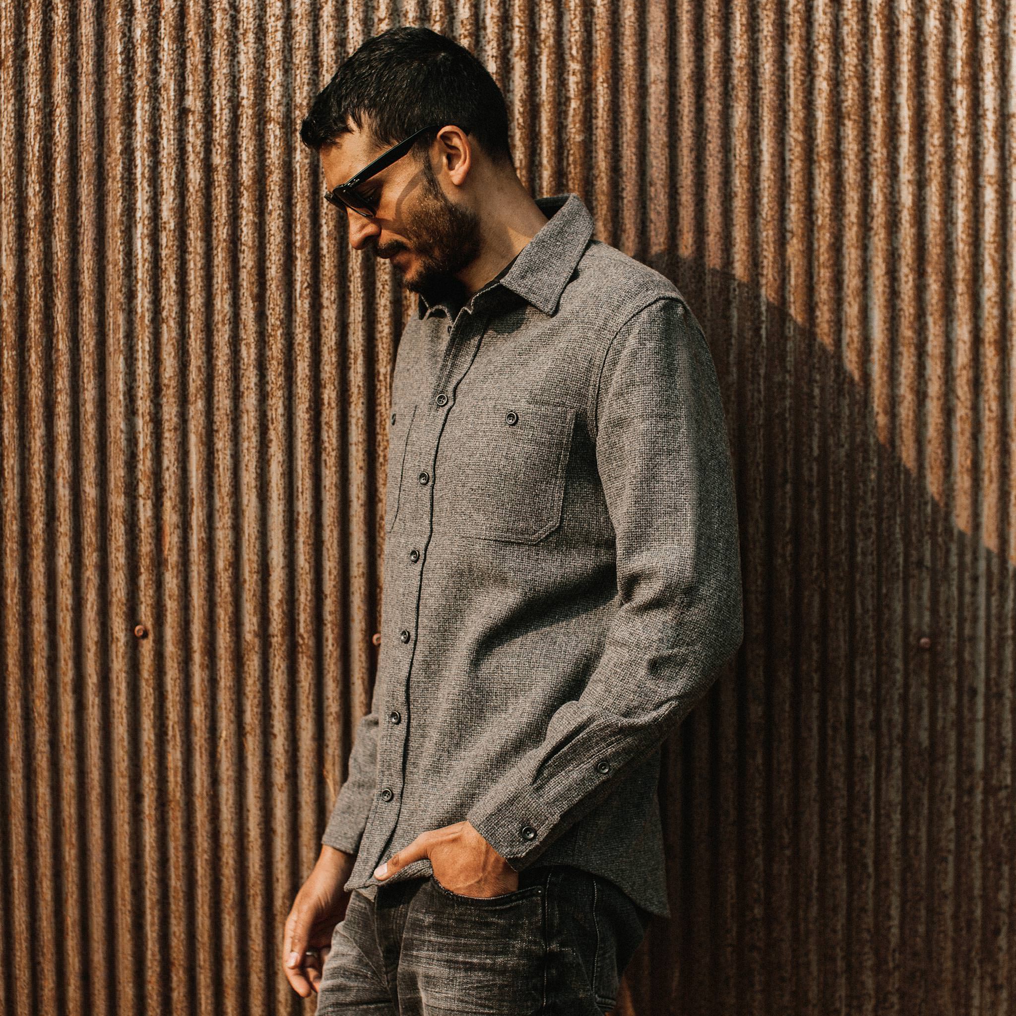 The Service Shirt in Ash Melange Wool - Image 3