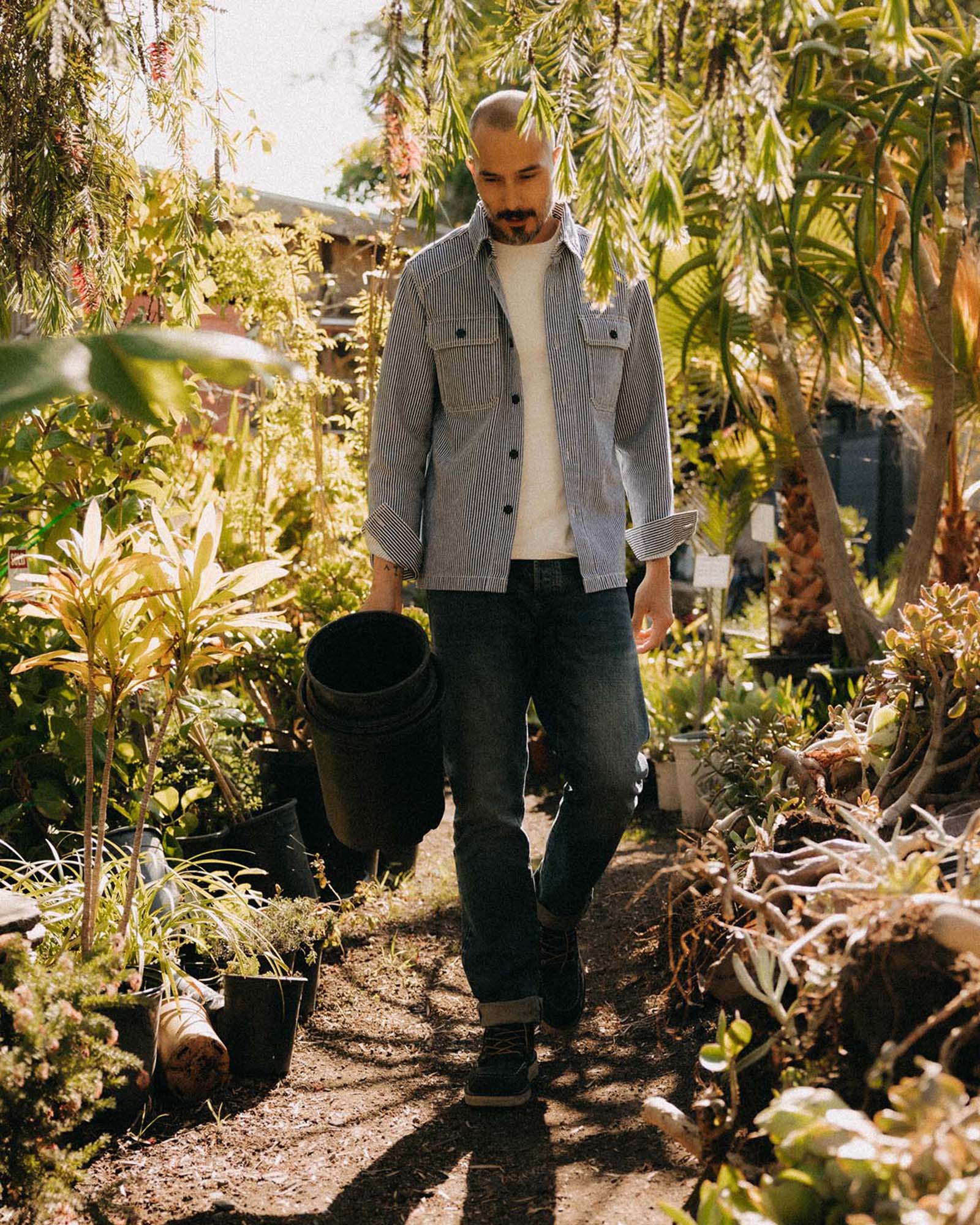 The Shop Shirt in Indigo Railroad Stripe Denim - Image 2