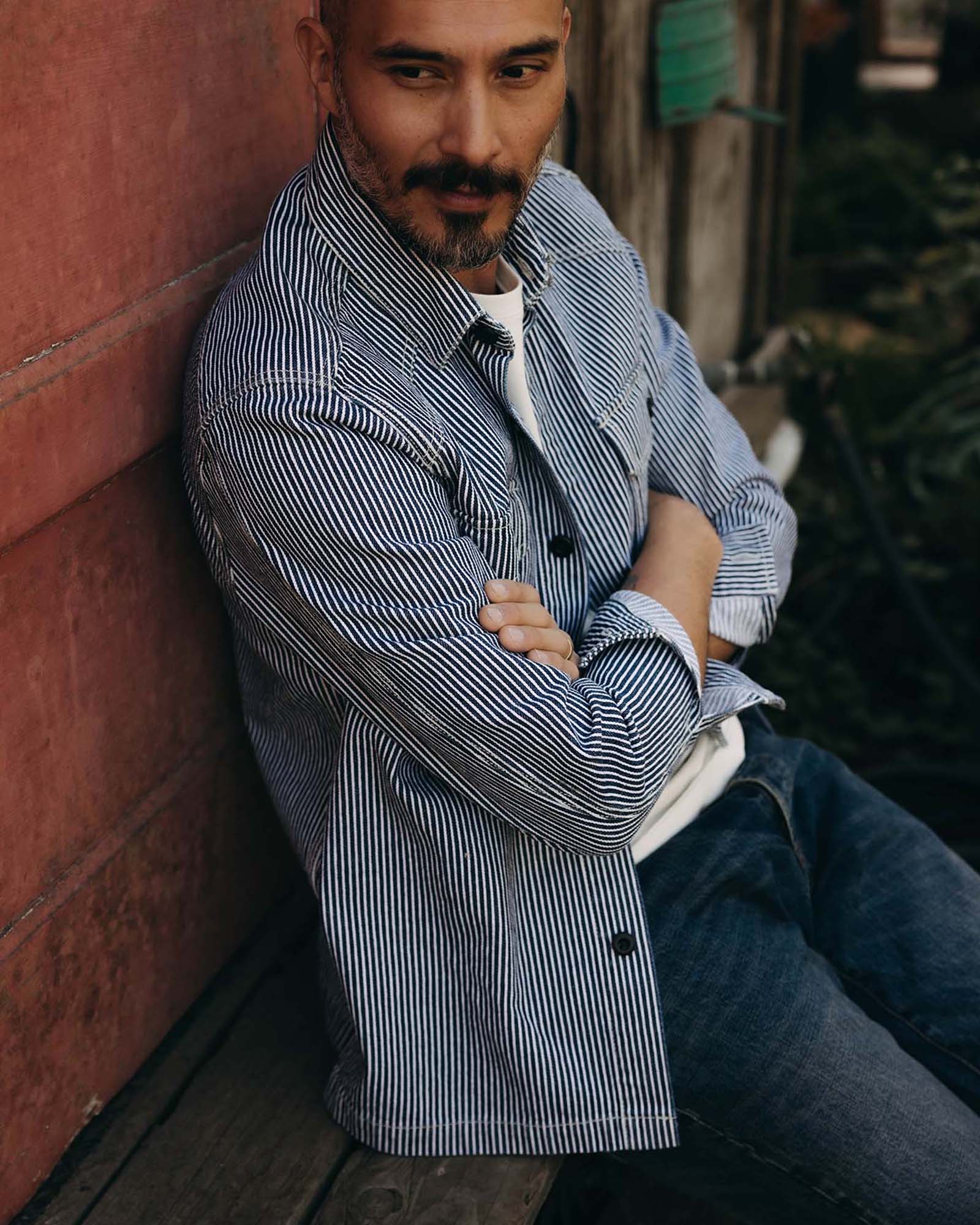The Shop Shirt in Indigo Railroad Stripe Denim - Image 3