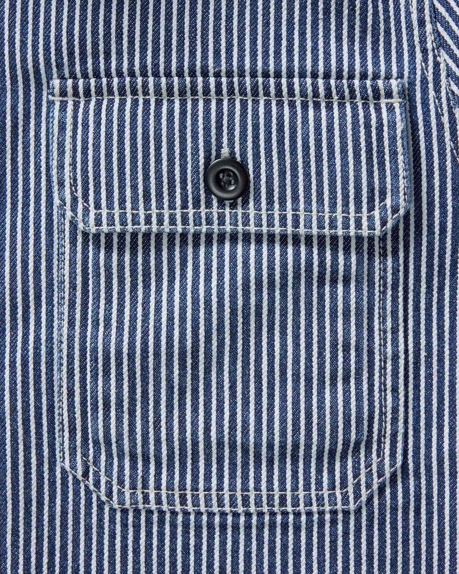 The Shop Shirt in Indigo Railroad Stripe Denim - Image 7