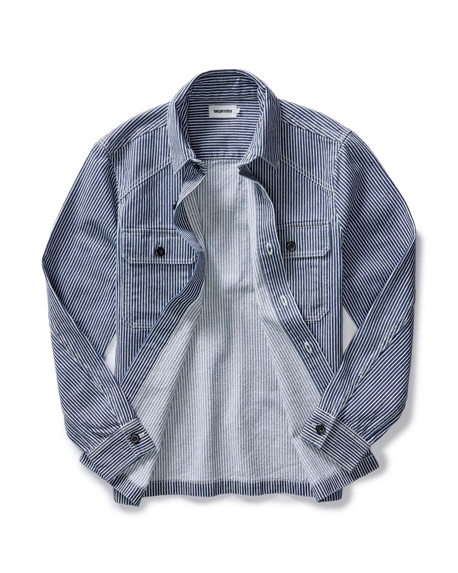 The Shop Shirt in Indigo Railroad Stripe Denim - Image 9
