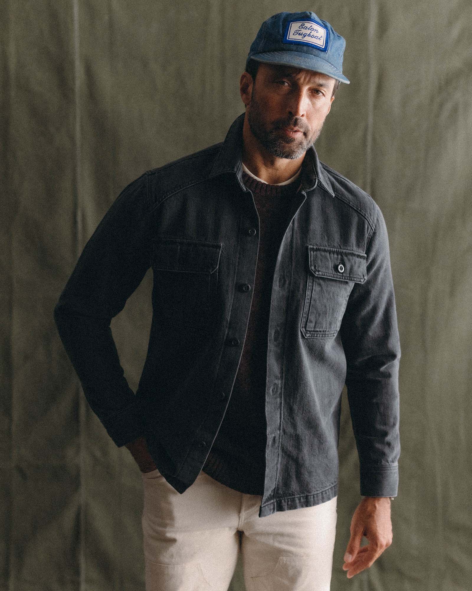 The Shop Shirt in Washed Black Organic Slub Selvedge - Image 2