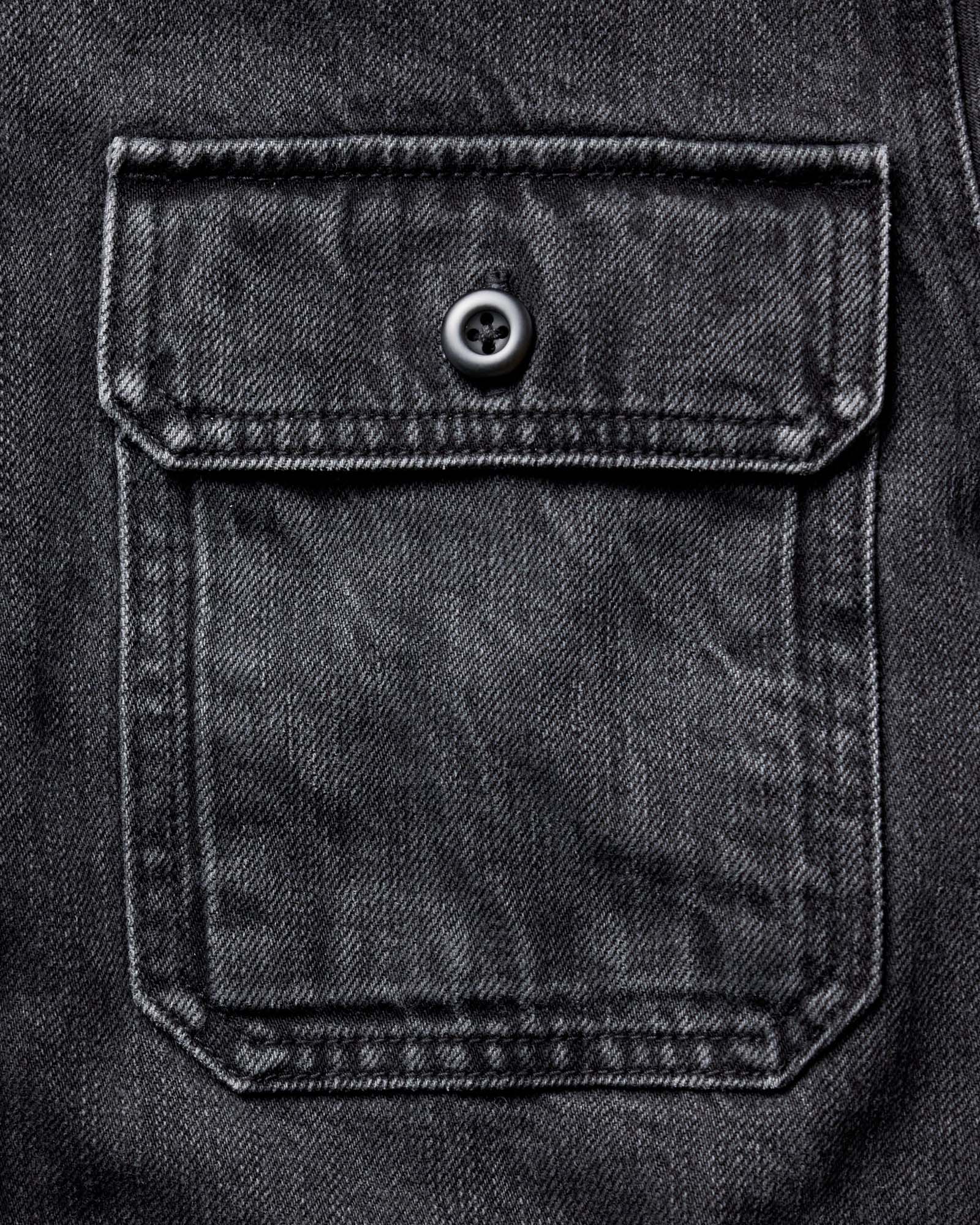 The Shop Shirt in Washed Black Organic Slub Selvedge - Image 6