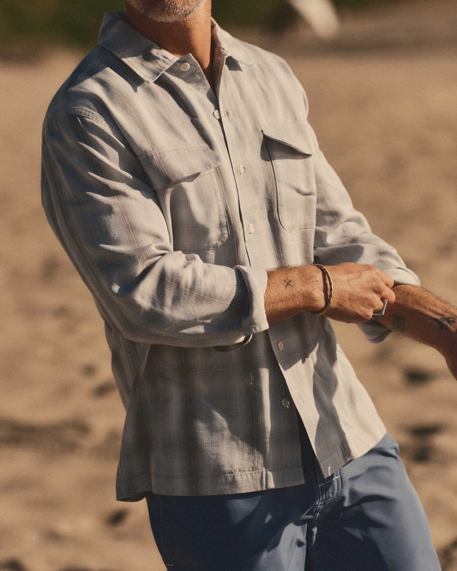The Shore Shirt in Fog Check Lyocell - Image 2