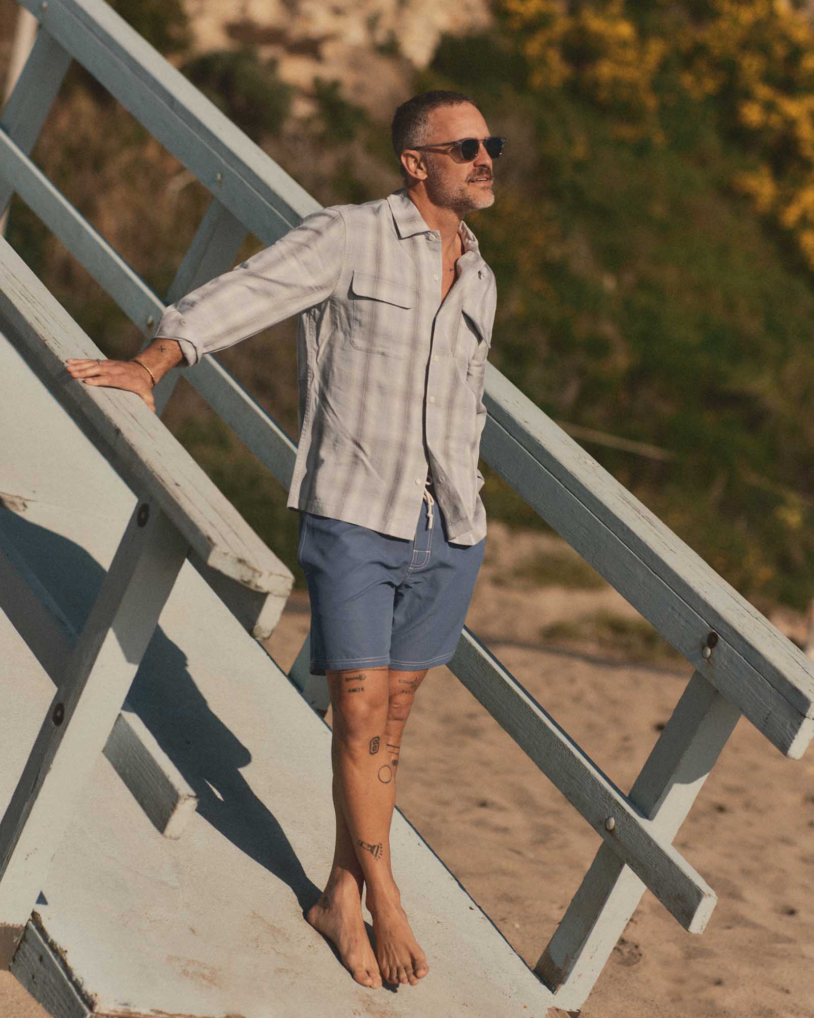 The Shore Shirt in Fog Check Lyocell - Image 3