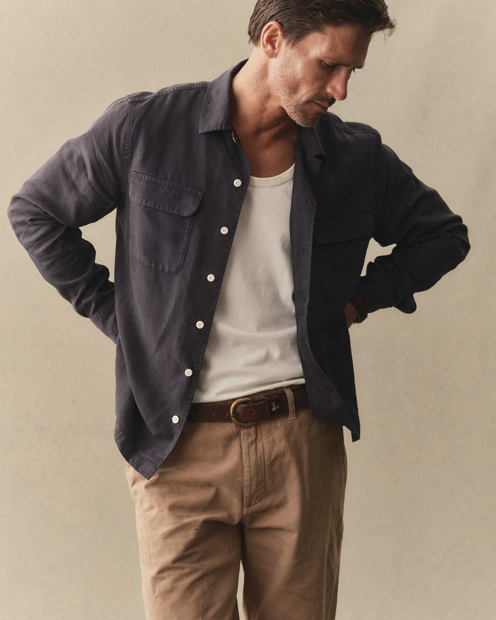 The Shore Shirt in Navy Lyocell - Image 2
