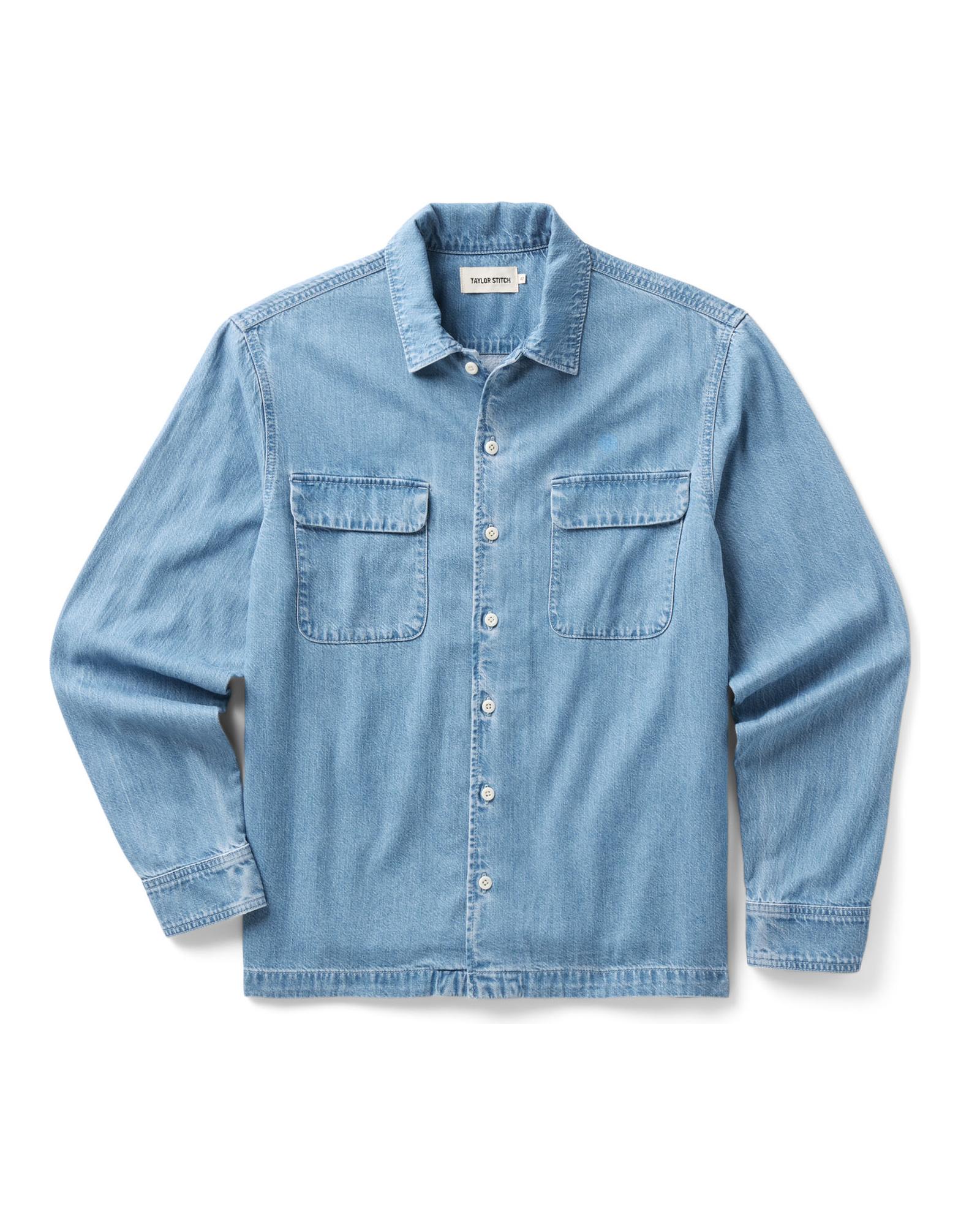 The Shore Shirt in Washed Indigo Twill - Image 5