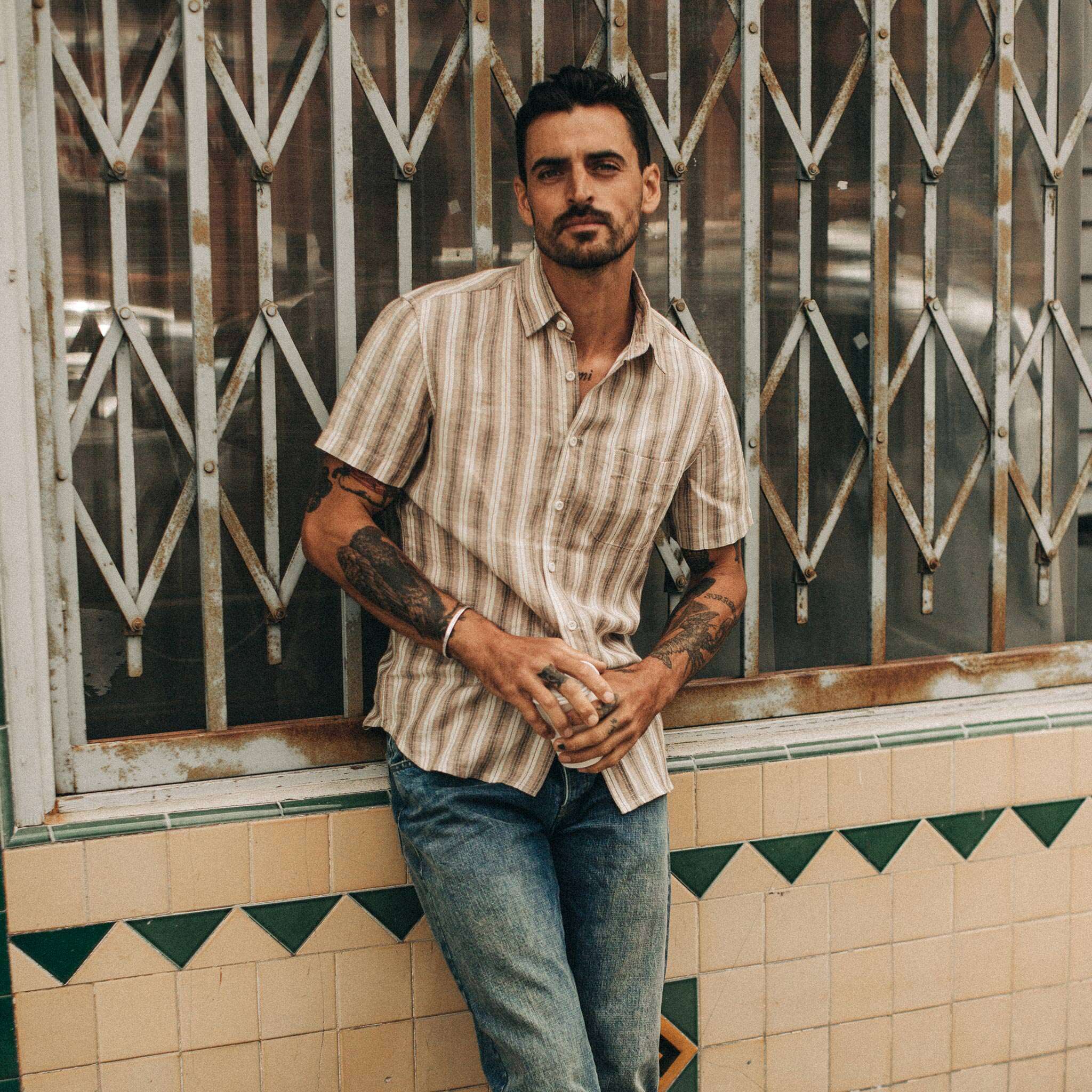 The Short Sleeve California in Desert Shadow Stripe - Image 2