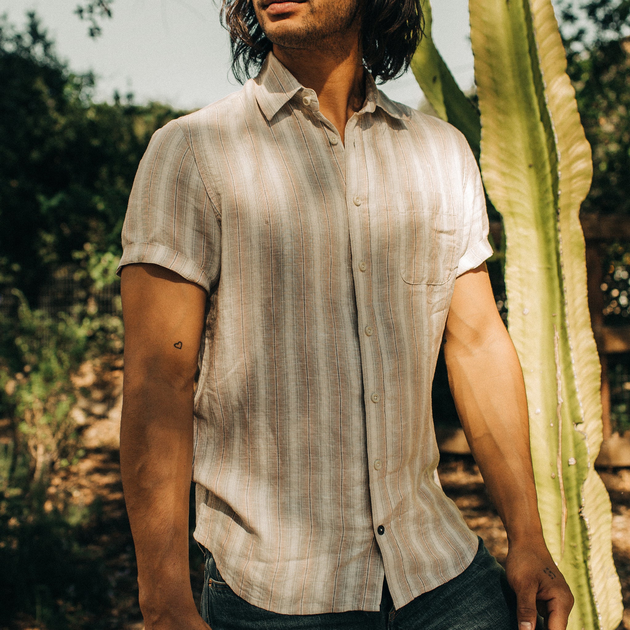 The Short Sleeve California in Dusty Rose Stripe - Image 2