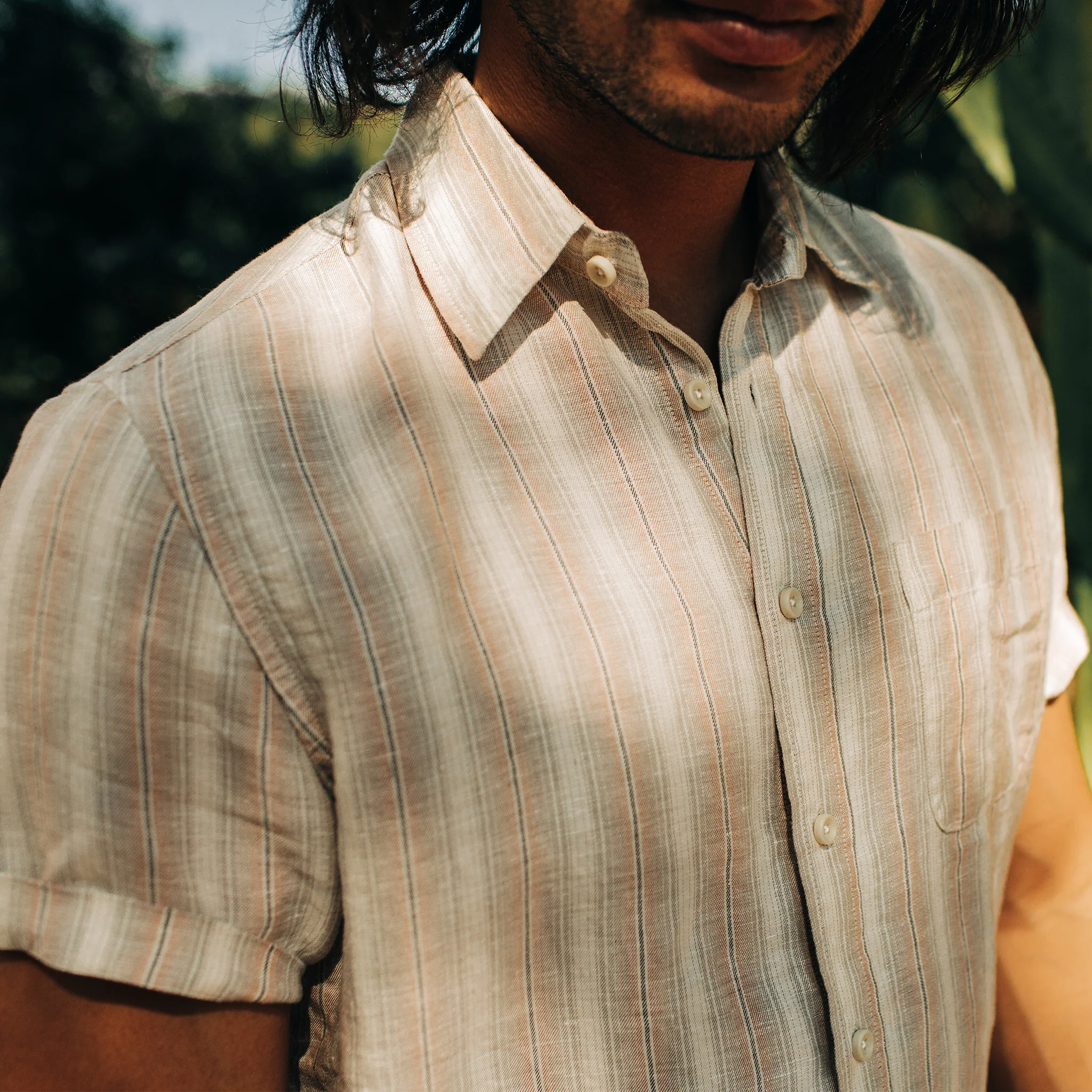 The Short Sleeve California in Dusty Rose Stripe - Image 3