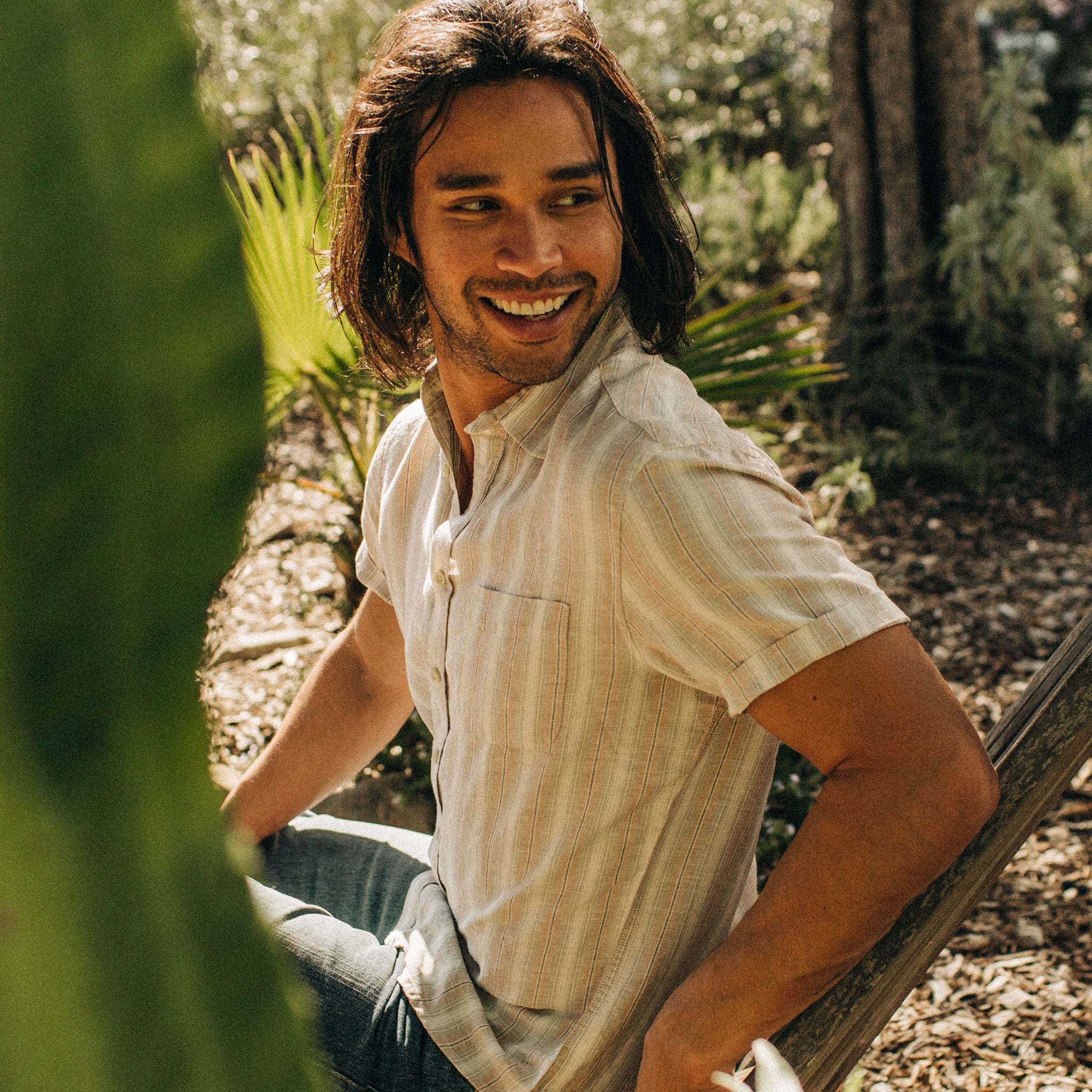 The Short Sleeve California in Dusty Rose Stripe - Image 4