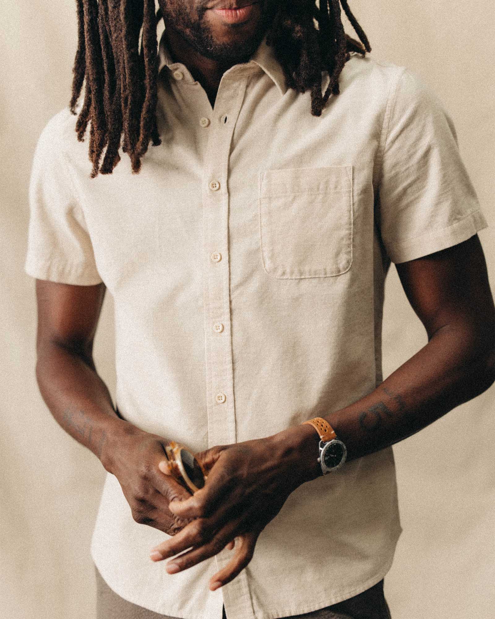 The Short Sleeve California in Heather Oat Cord - Image 2