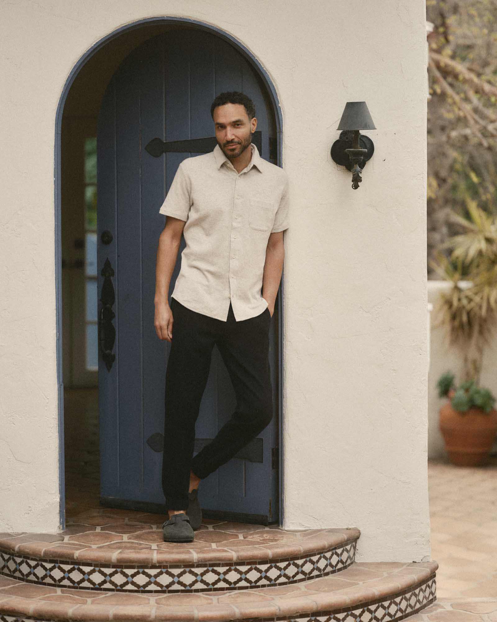 The Short Sleeve California in Heather Oat Double Knit - Image 3
