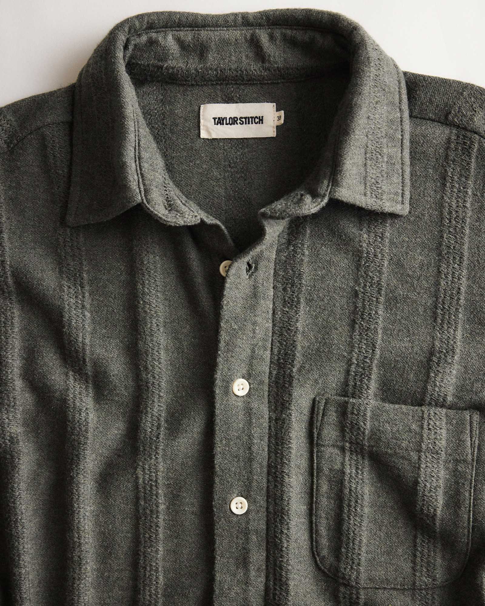 The Short Sleeve California in Heather Olive Pointelle Stripe - Image 5