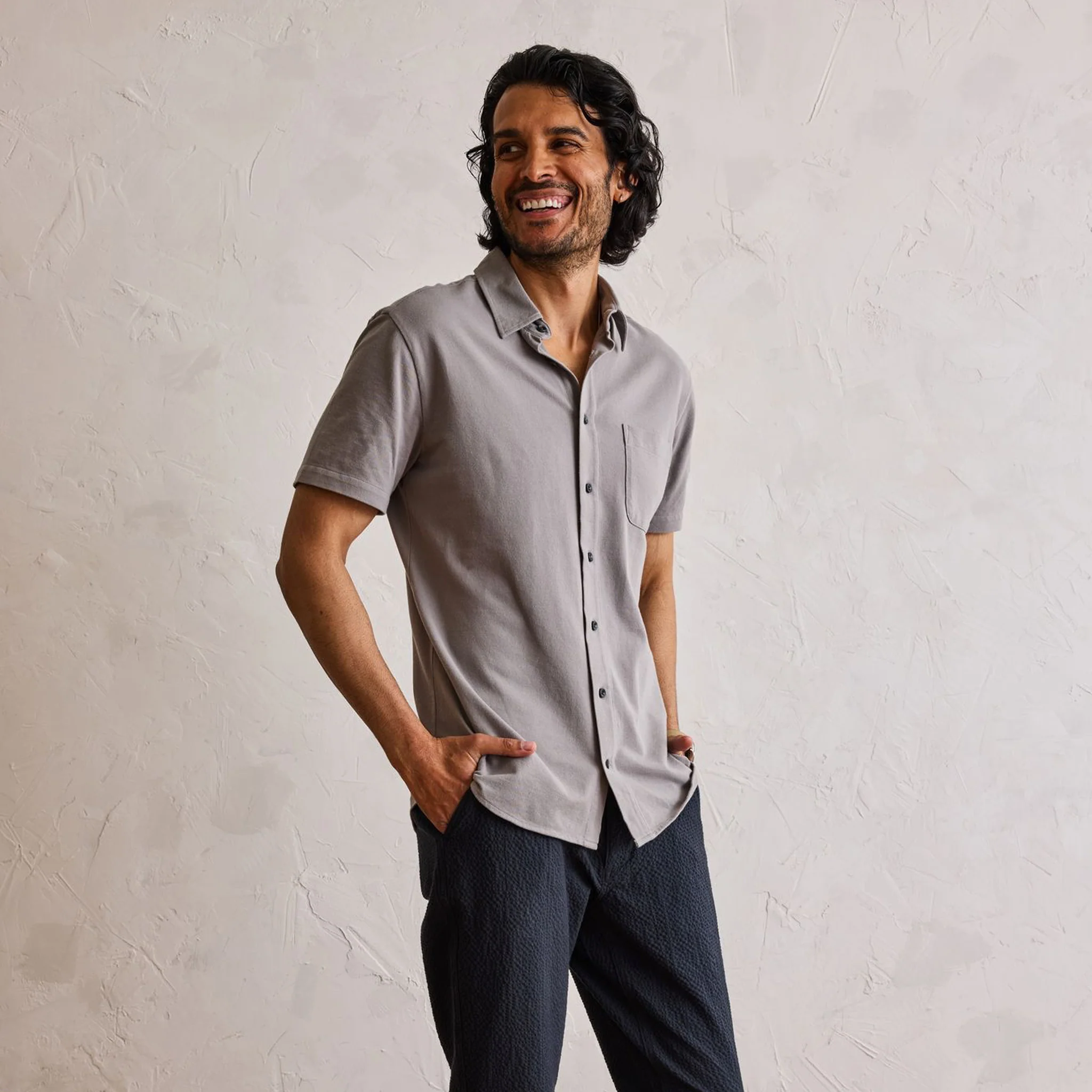 The Short Sleeve California in Steeple Grey Pique - Image 2
