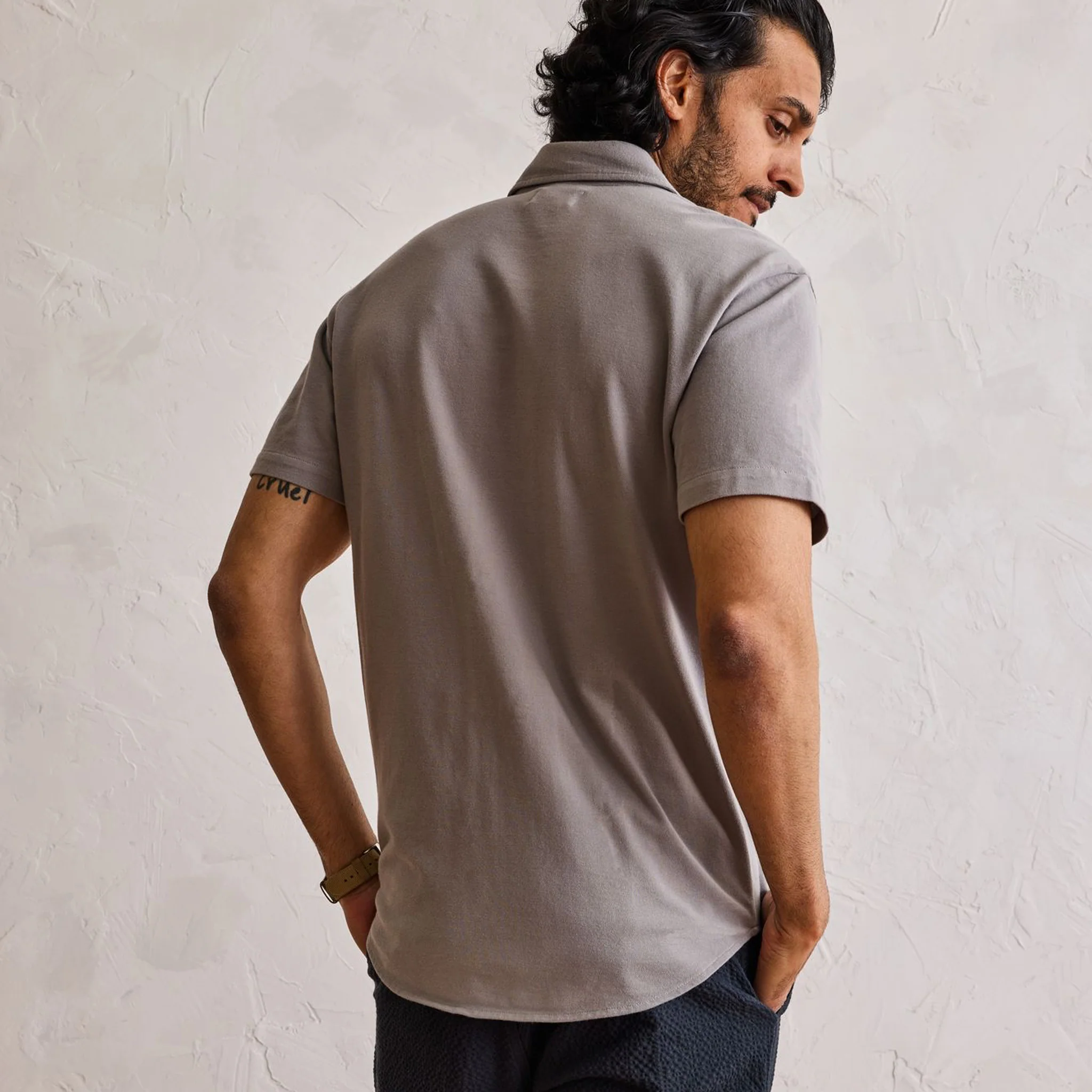 The Short Sleeve California in Steeple Grey Pique - Image 4