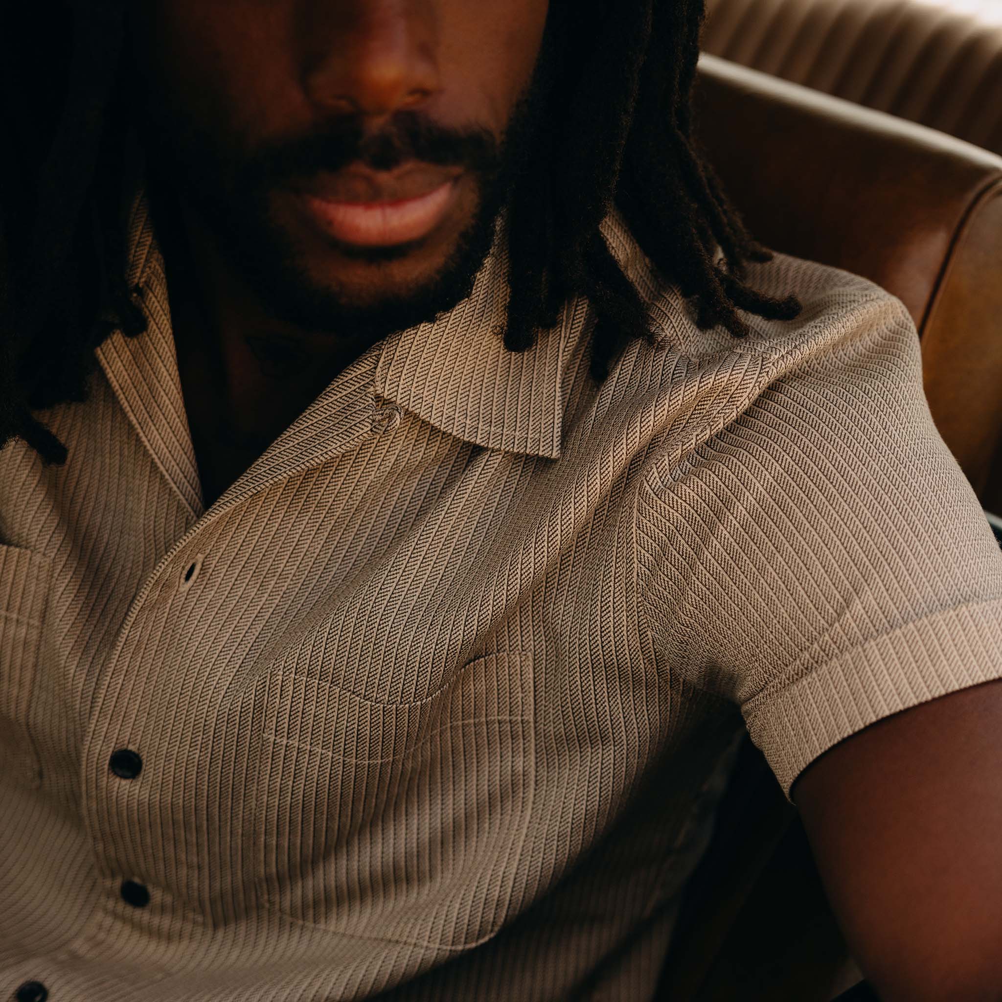 The Conrad Shirt in Black Coffee Stripe - Image 4
