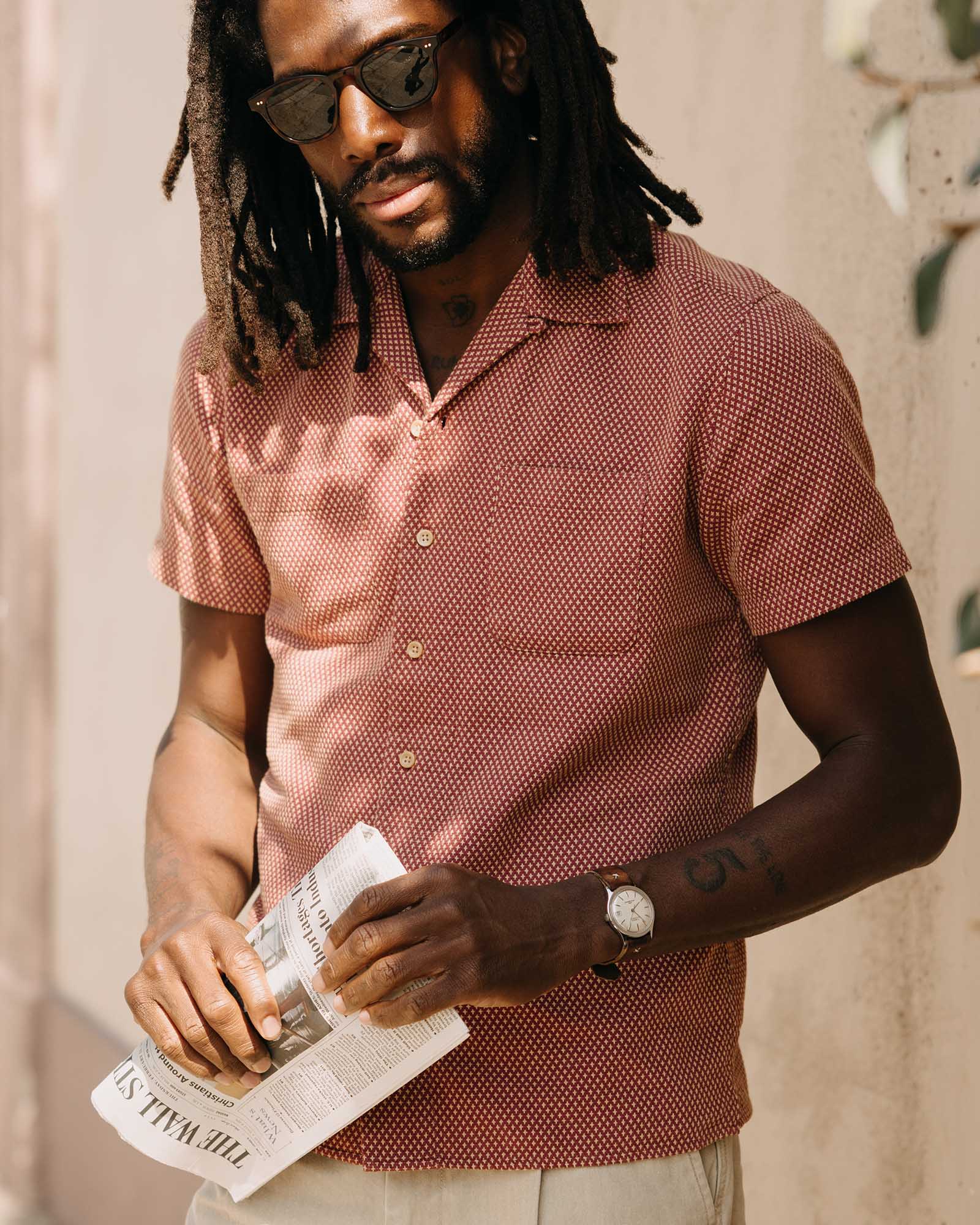 The Conrad Shirt in Fired Brick Dobby - Image 3