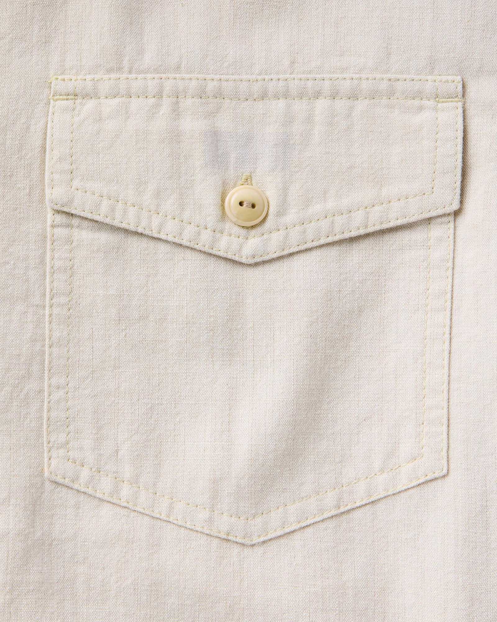 The Short Sleeve Crew Shirt in Natural Chambray - Image 6