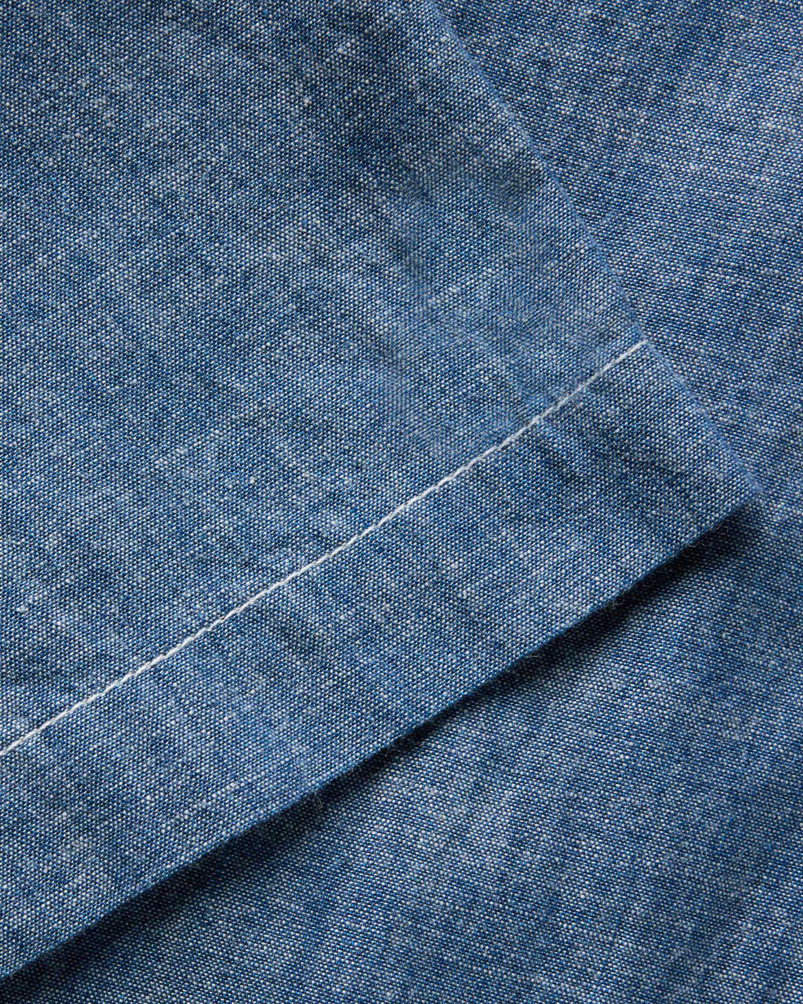 The Short Sleeve Crew Shirt in Washed Indigo Chambray - Image 4
