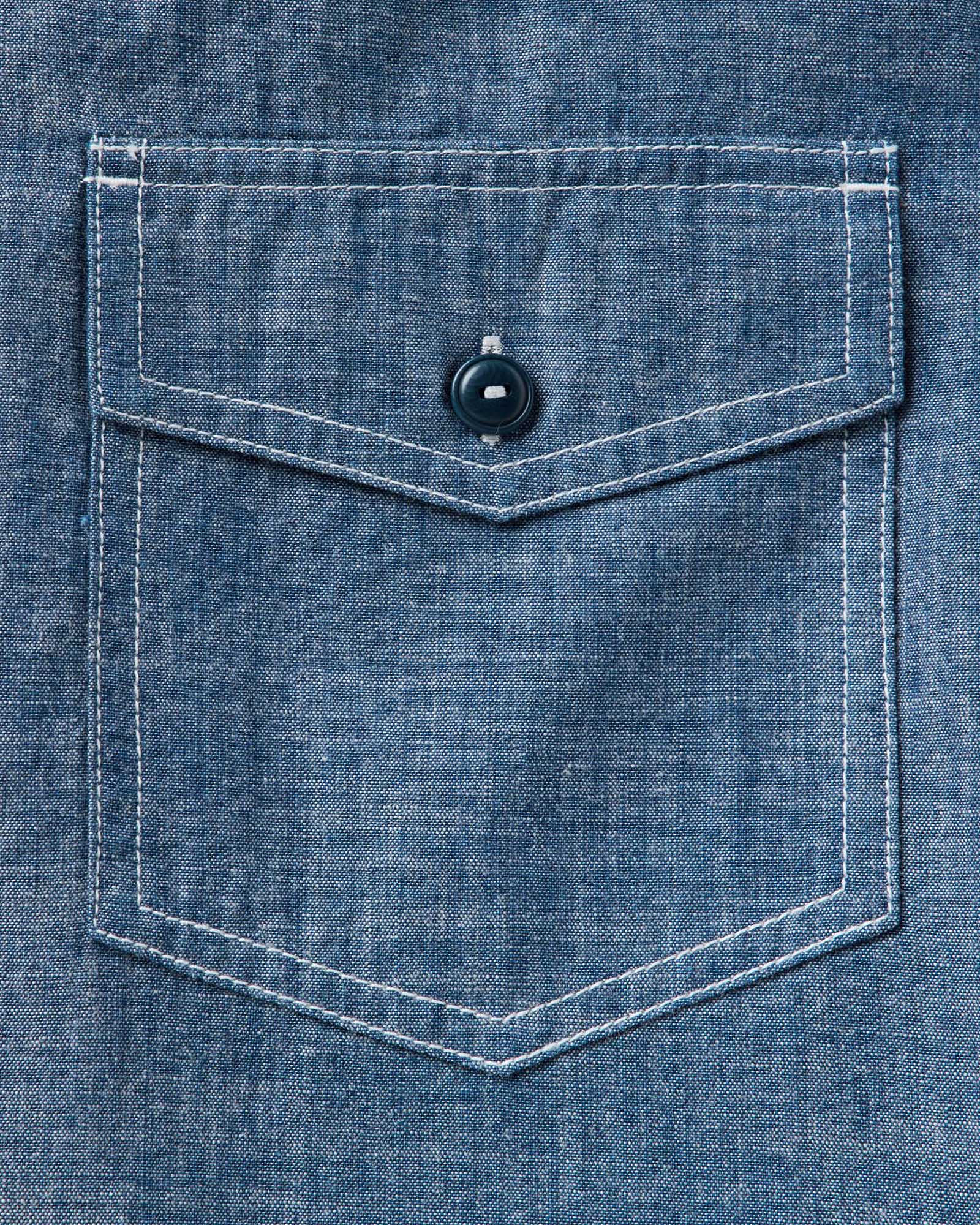 The Short Sleeve Crew Shirt in Washed Indigo Chambray - Image 5
