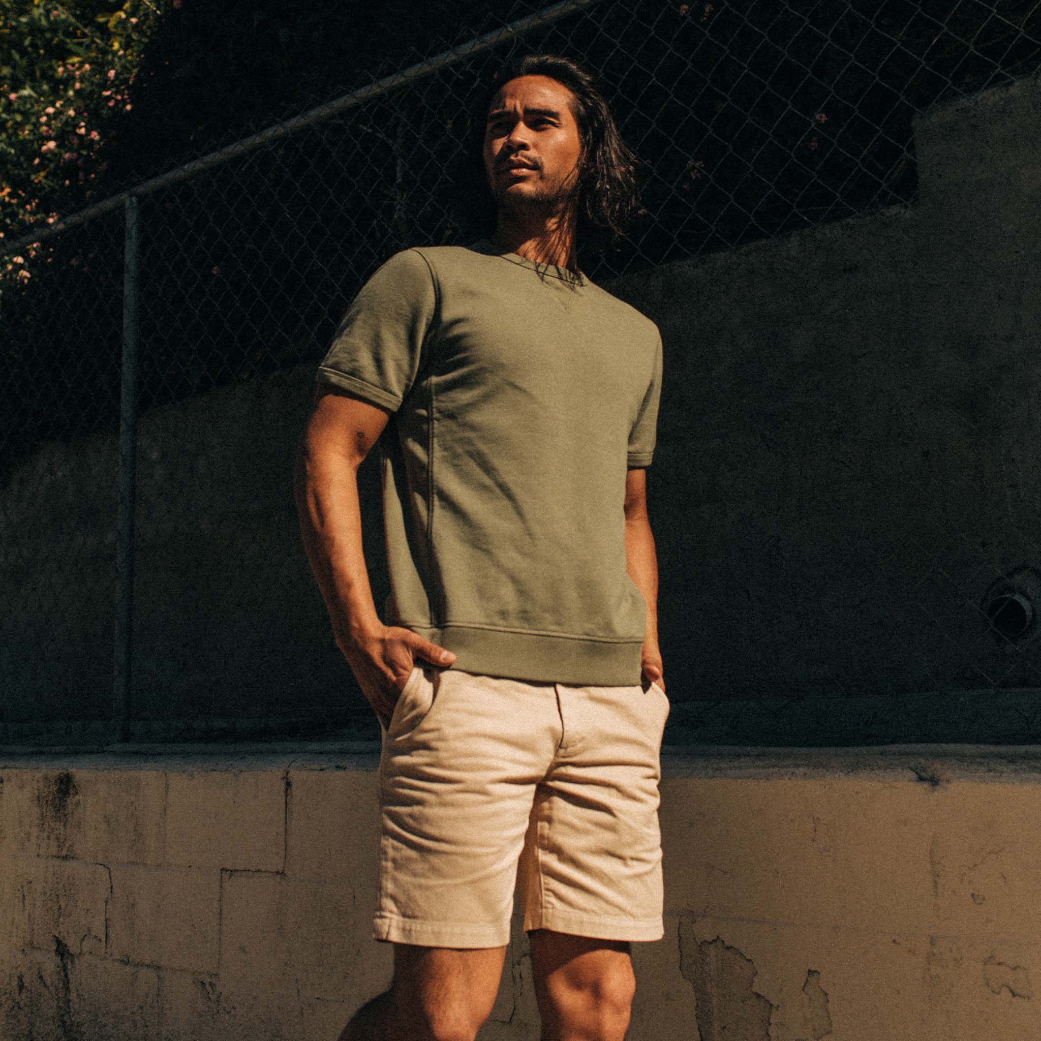 The Short Sleeve Fillmore Crew in Olive - Image 2