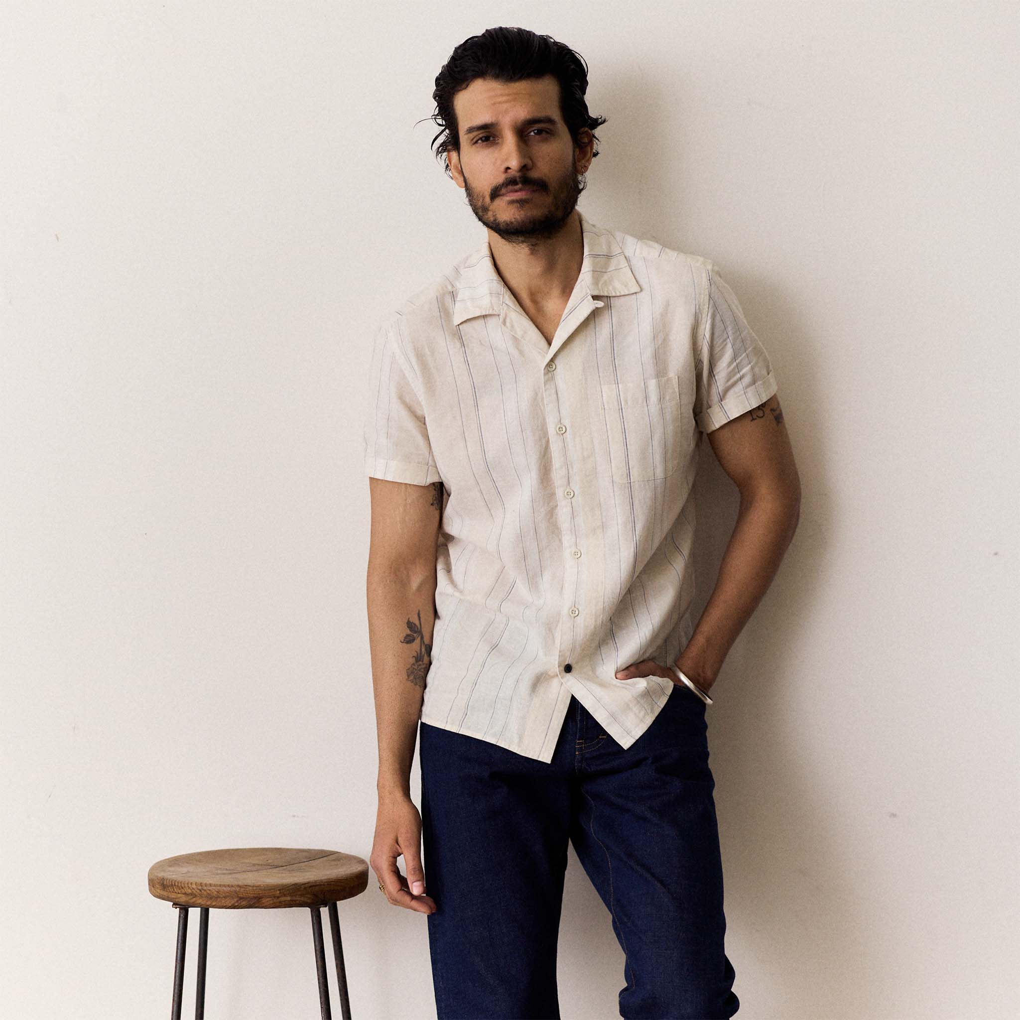 The Short Sleeve Hawthorne in Fog Stripe - Image 3