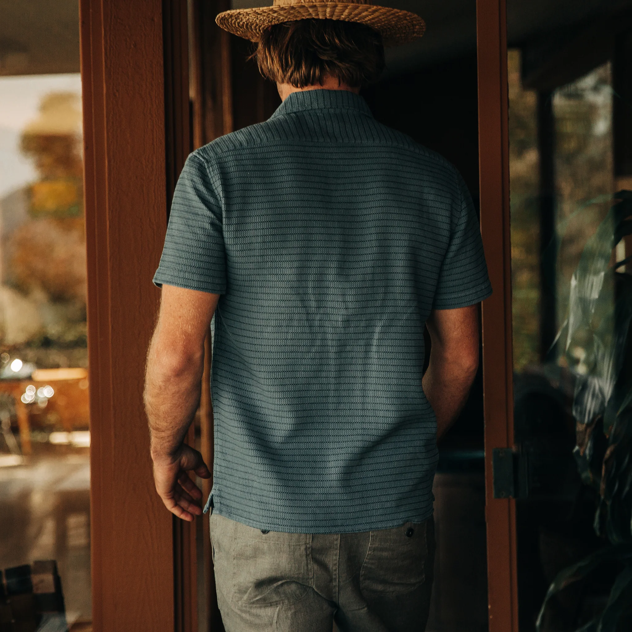 The Short Sleeve Hawthorne in Ocean Pickstitch Waffle - Image 4