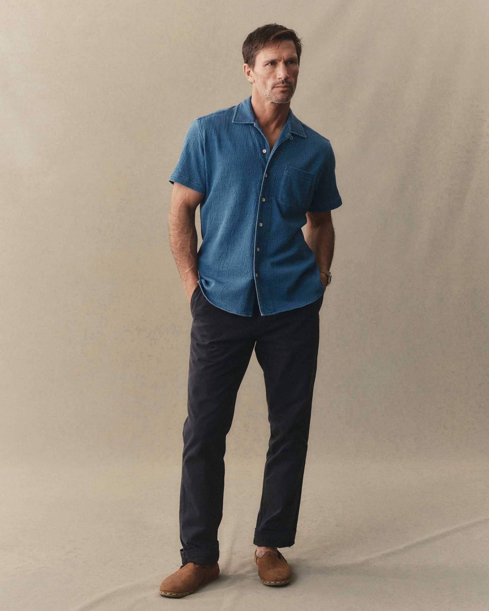 The Hawthorne Shirt in Washed Indigo Crepe - Image 3