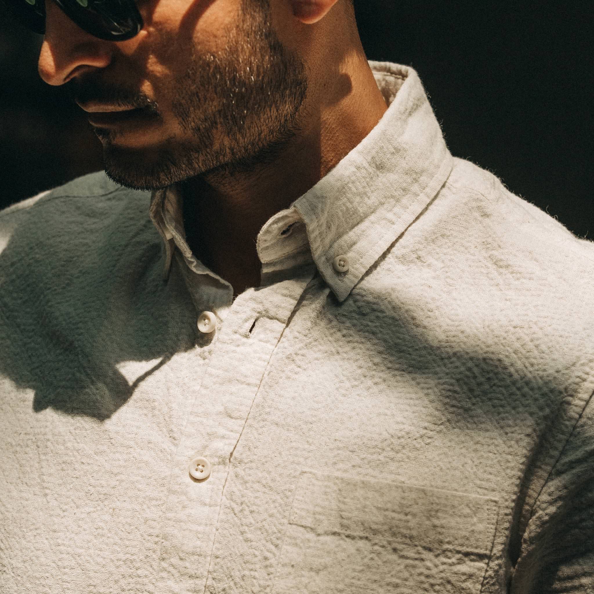 The Short Sleeve Jack in Natural Ramie Grid - Image 4