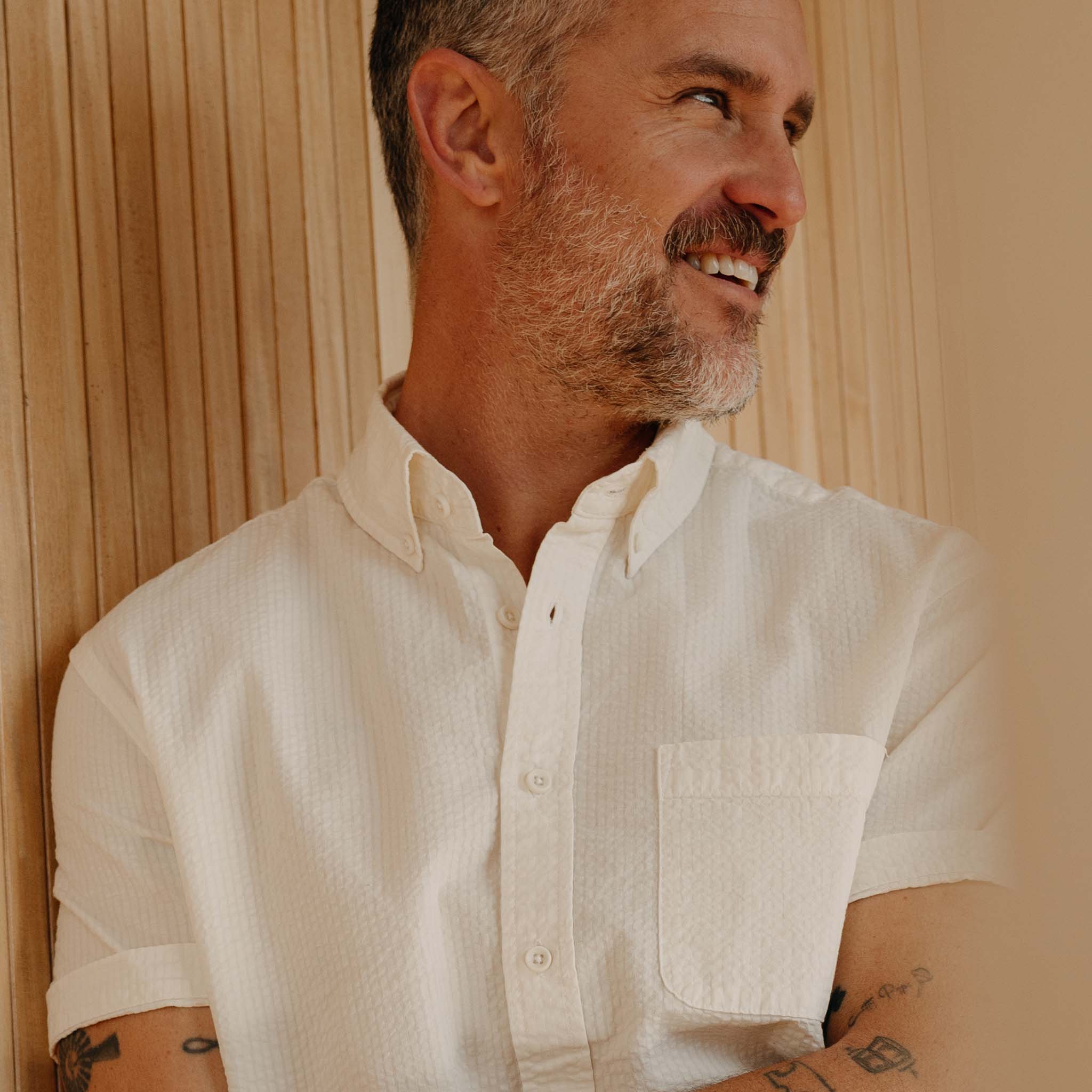The Short Sleeve Jack in Natural Seersucker - Image 3