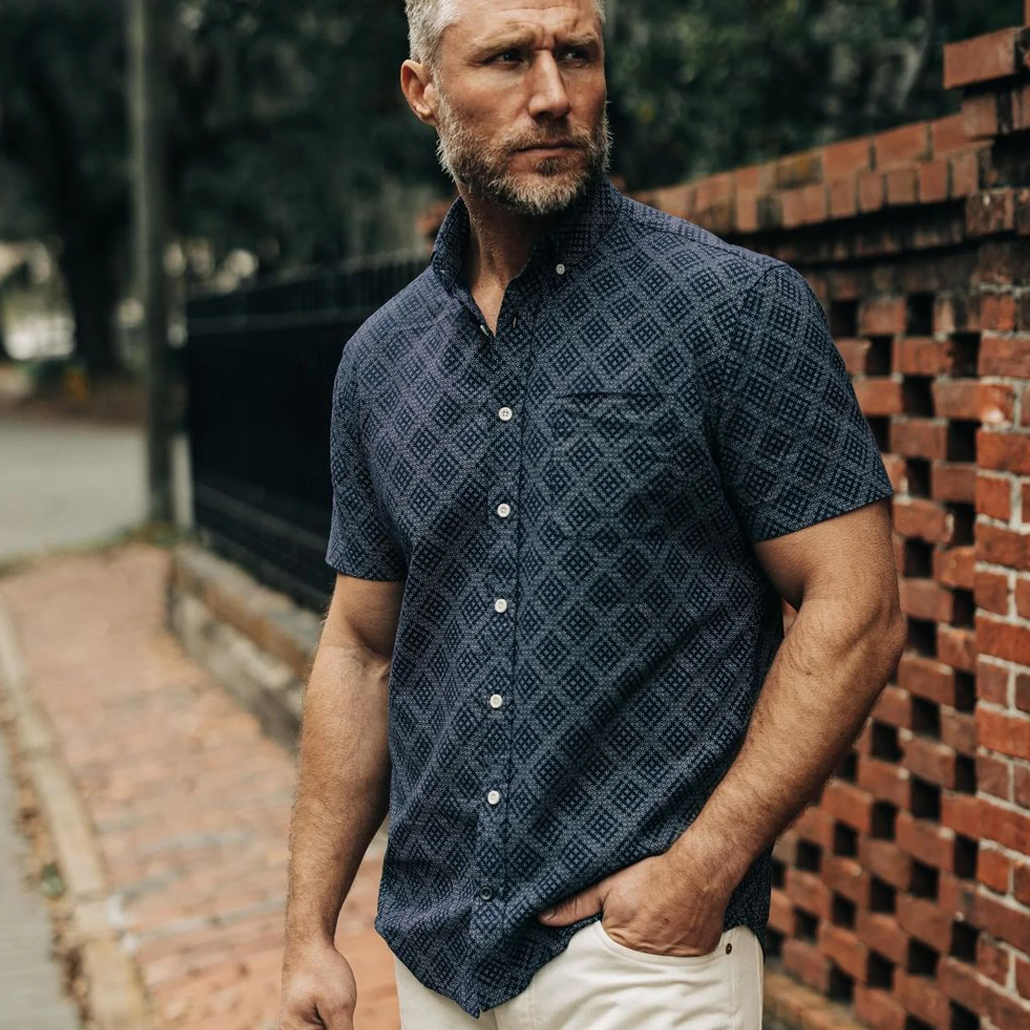 The Short Sleeve Jack in Navy Diamond - Image 3