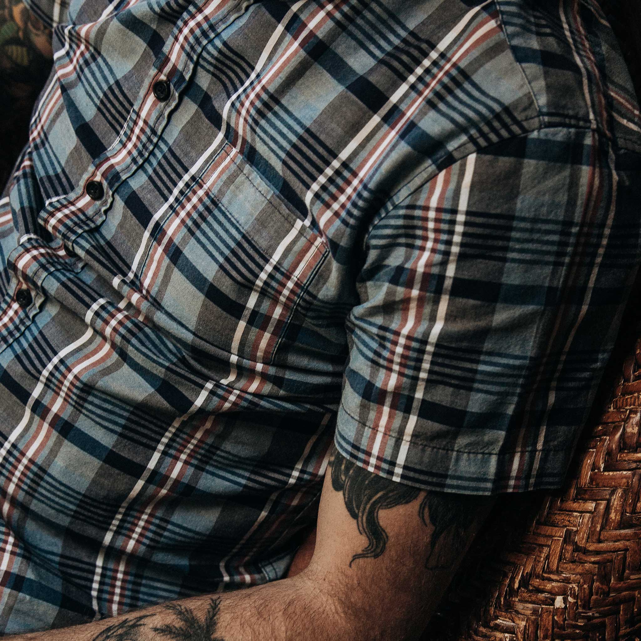 The Short Sleeve Jack in Navy Madras - Image 3
