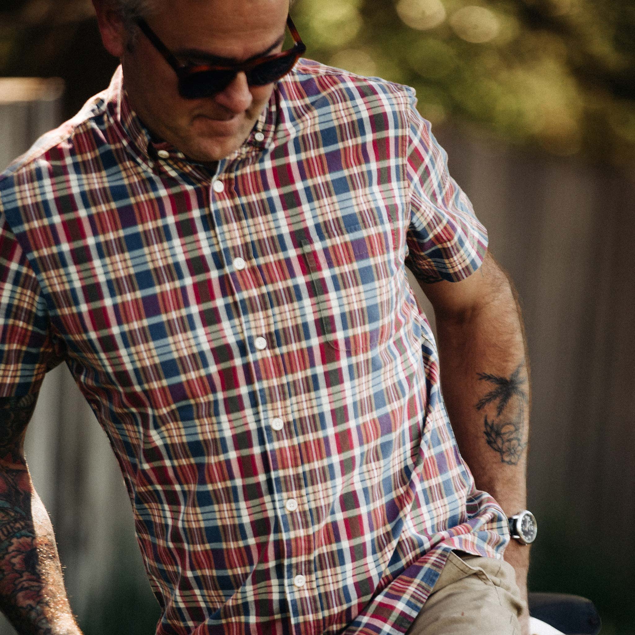 The Short Sleeve Jack in Red Madras - Image 3
