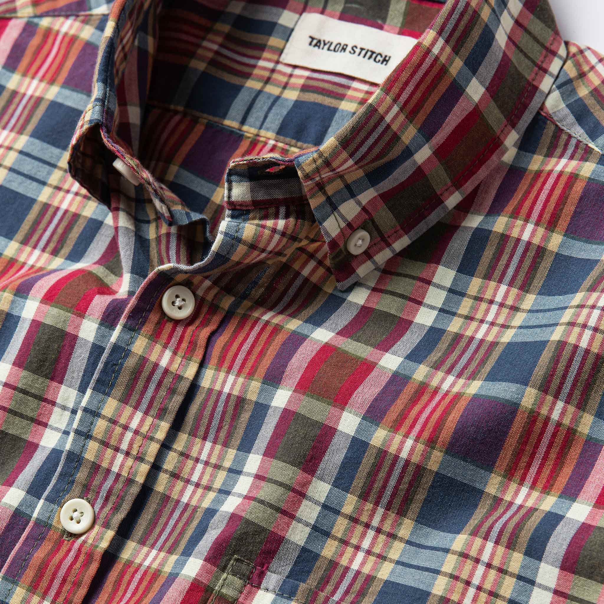 The Short Sleeve Jack in Red Madras - Image 6