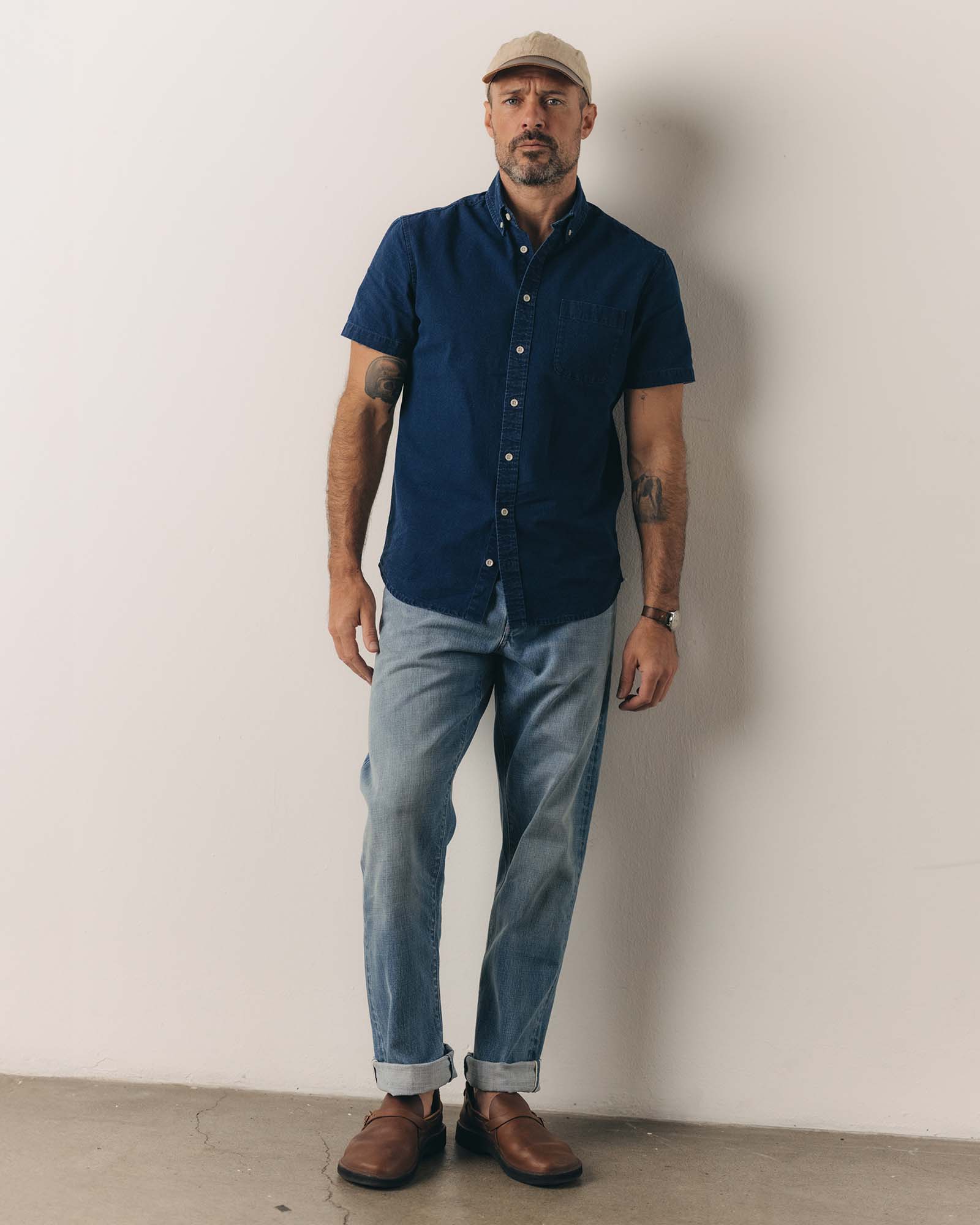 The Short Sleeve Jack in Rinsed Indigo Oxford - Image 3