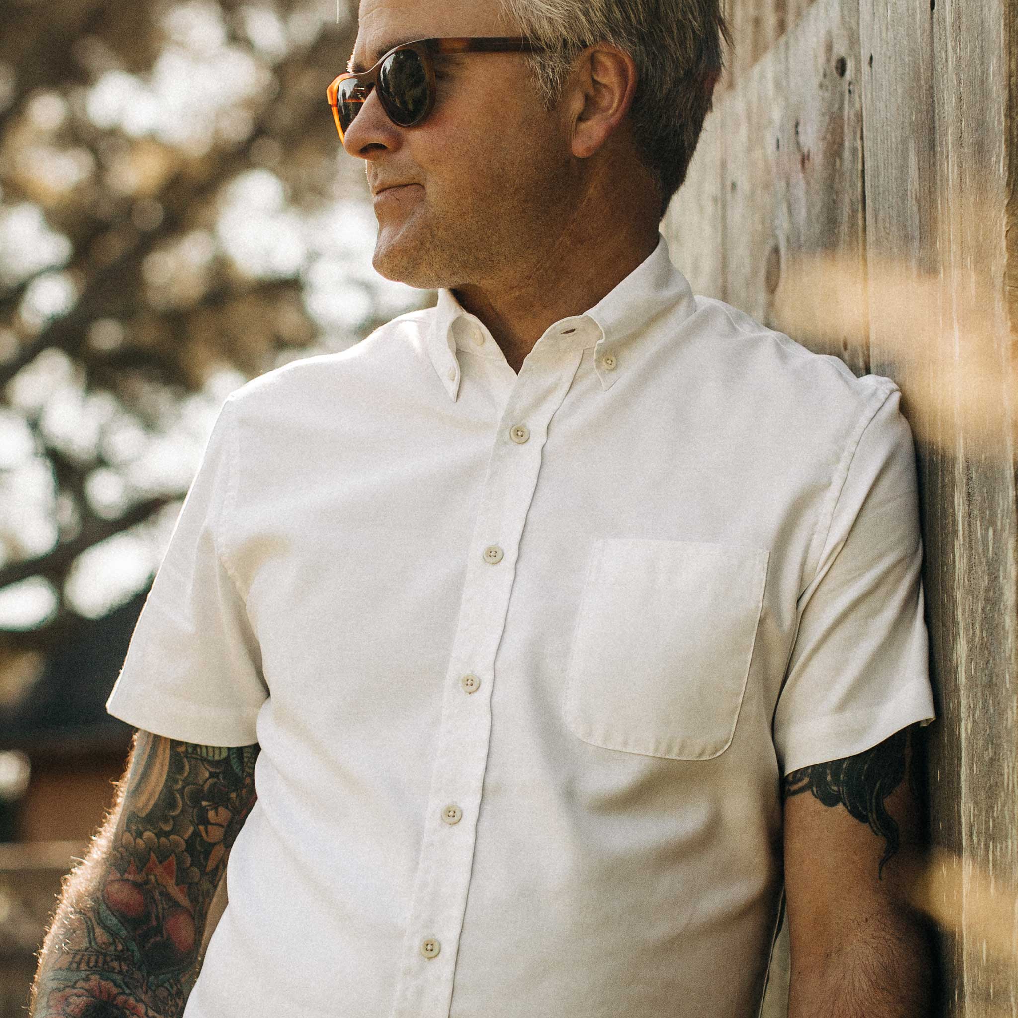 The Short Sleeve Jack in Washed White Oxford - Image 3