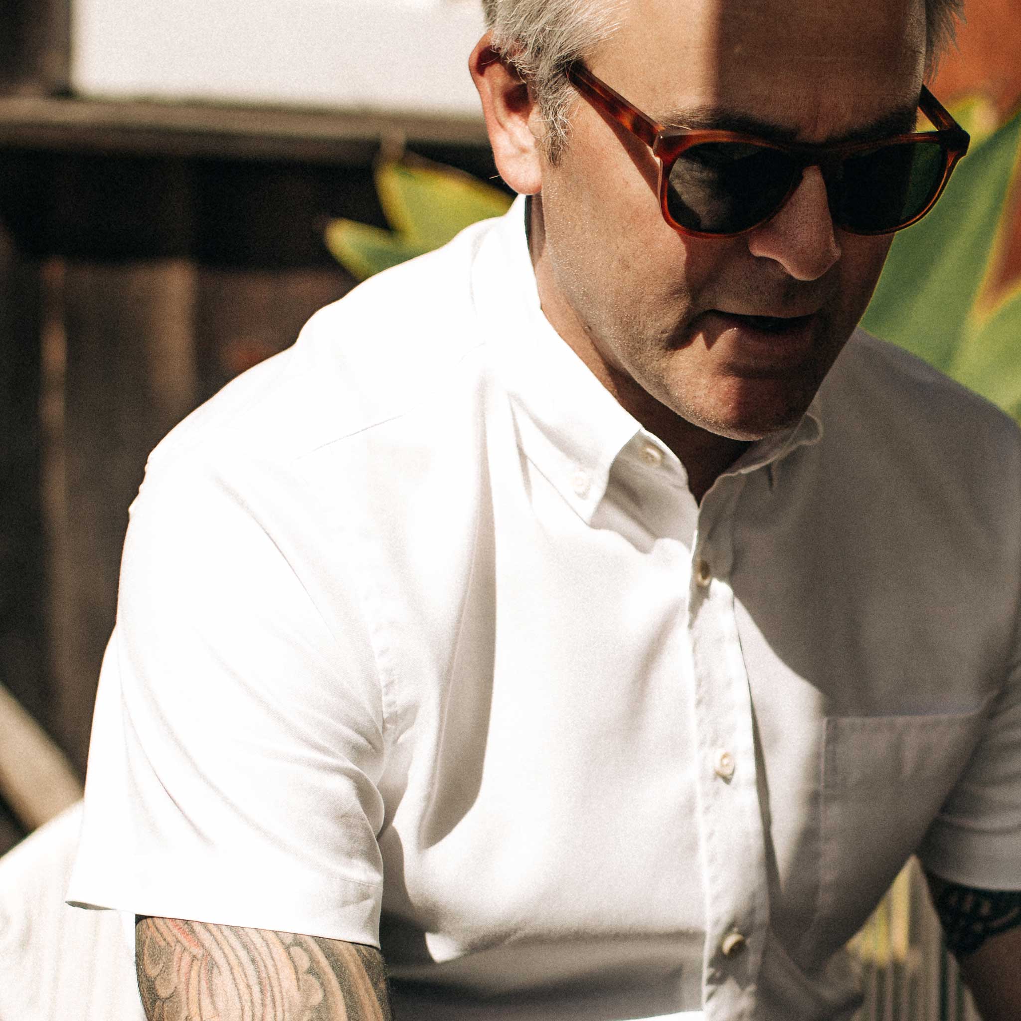 The Short Sleeve Jack in Washed White Oxford - Image 5