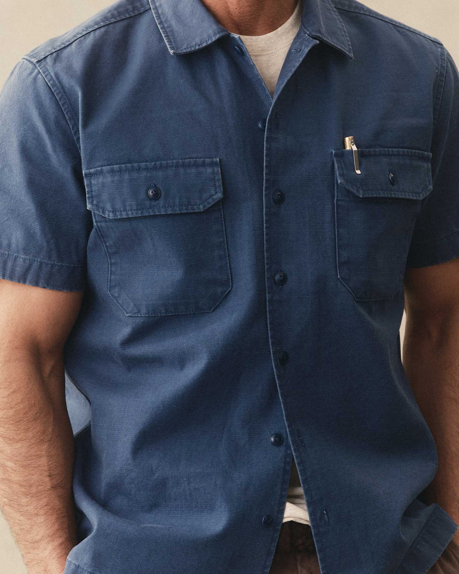 The Short Sleeve Mechanic Shirt in Atlantic Ripstop - Image 4