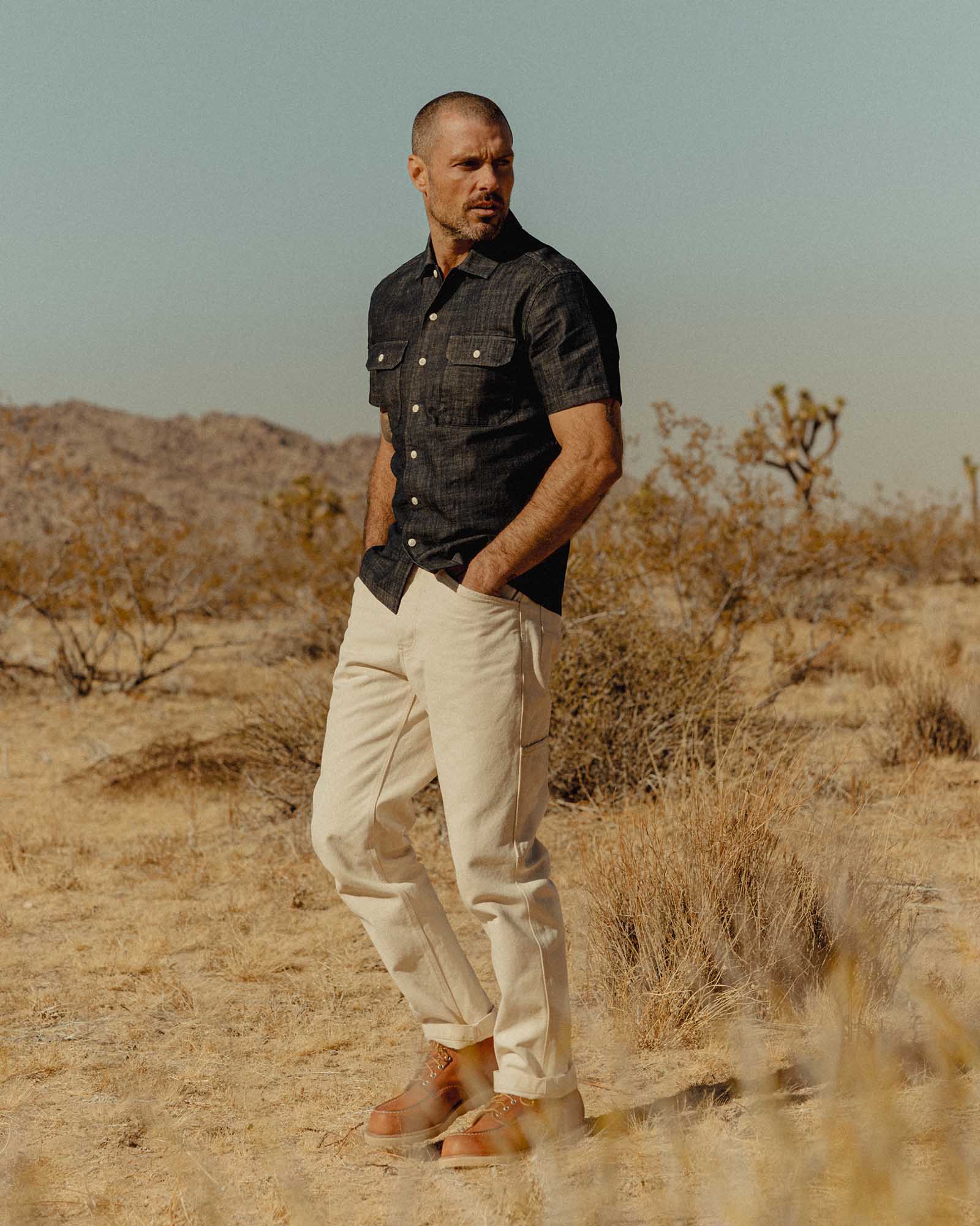 The Short Sleeve Mechanic Shirt in Rinsed Indigo Denim - Image 3